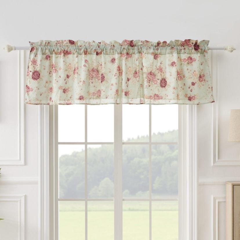 Antique Rose Blue Window Valance
