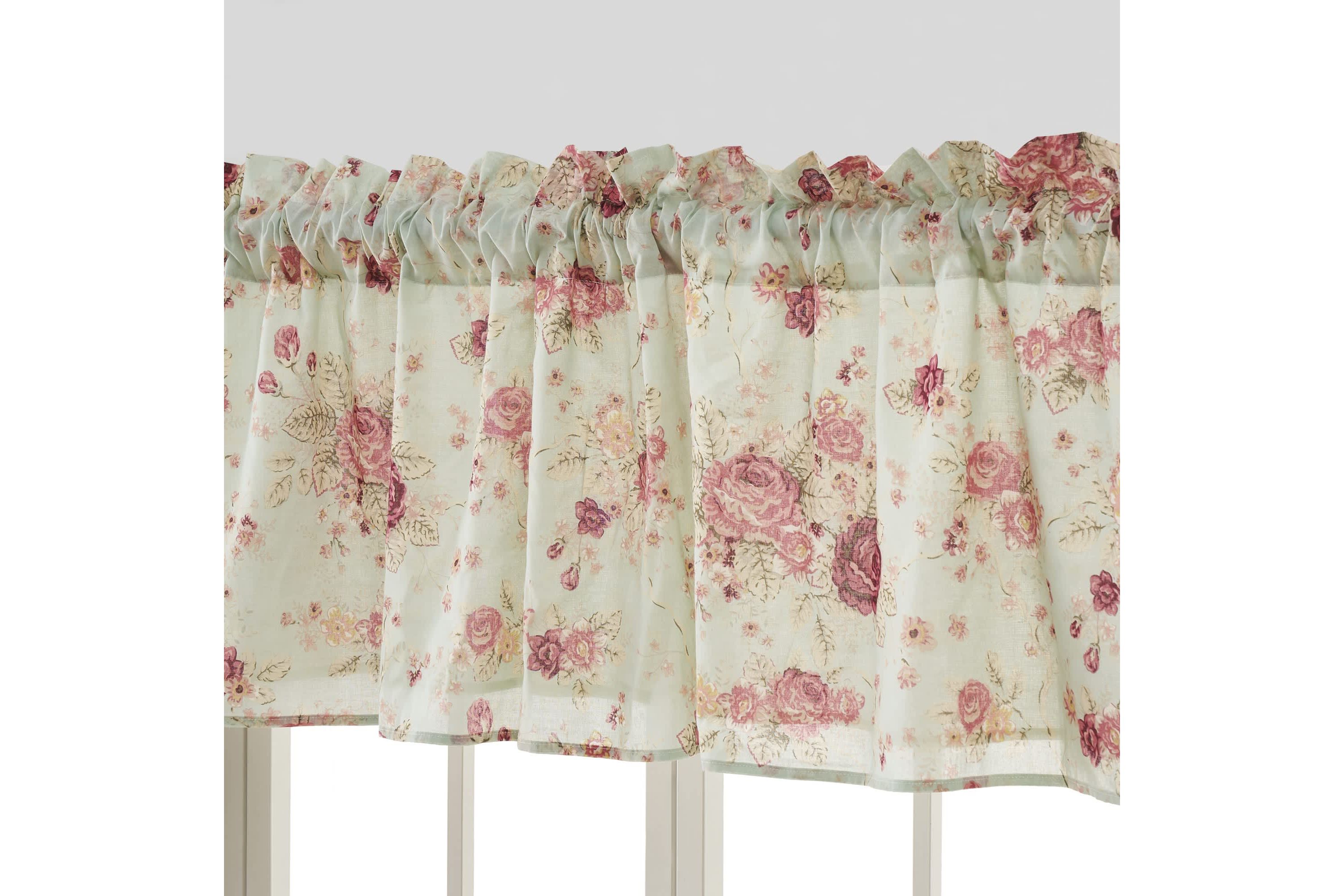 Antique Rose Blue Window Valance