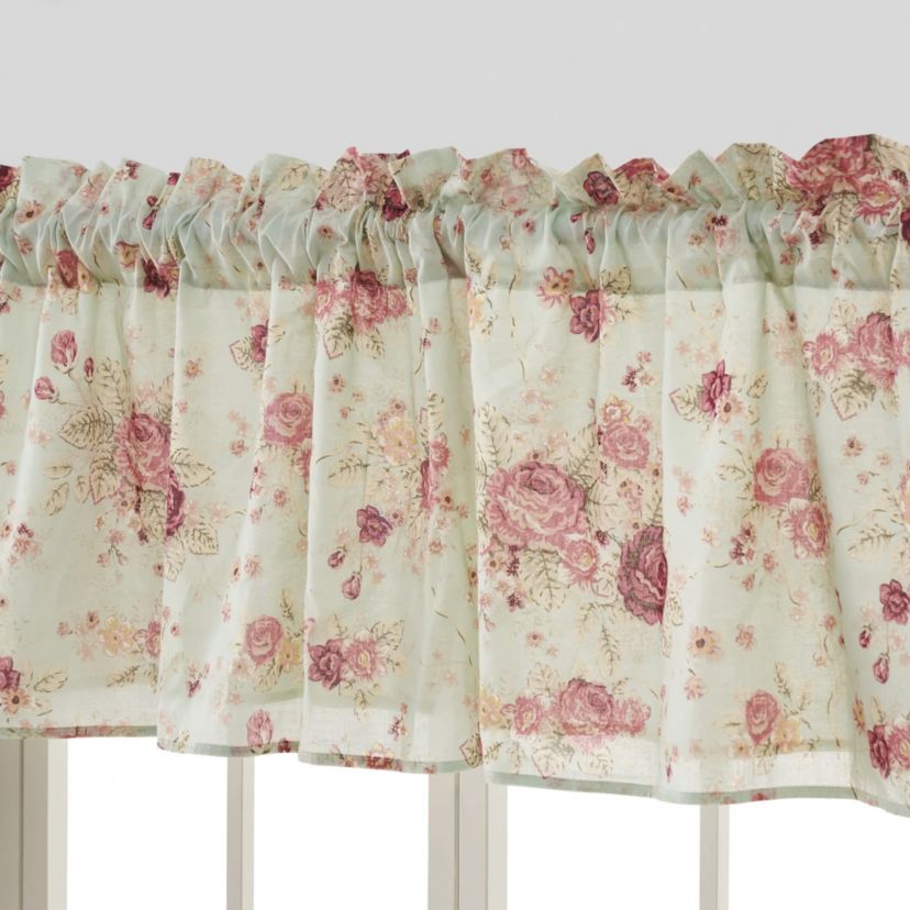 Antique Rose Blue Window Valance
