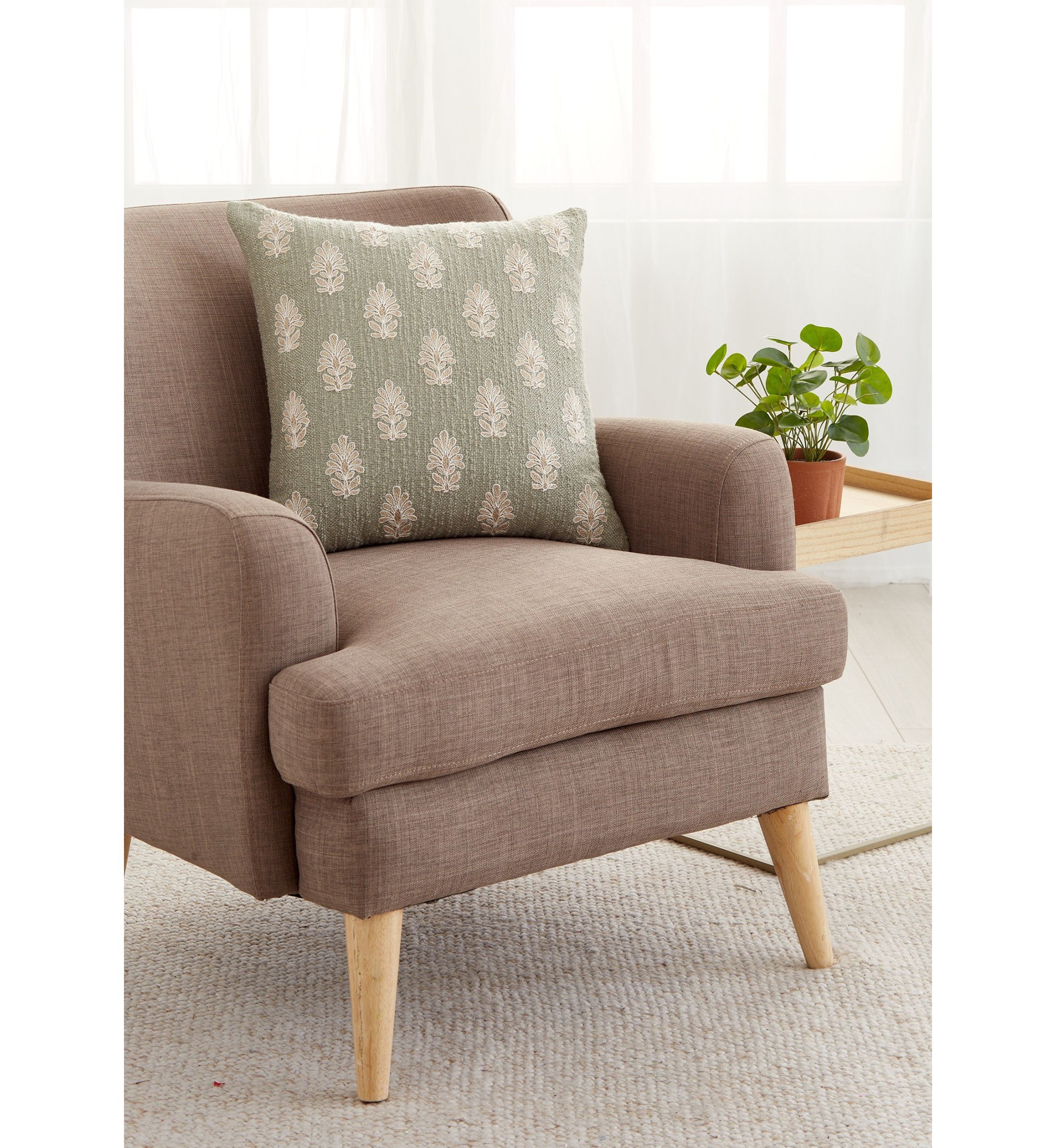 Embroidered Tonal Decorative Pillow