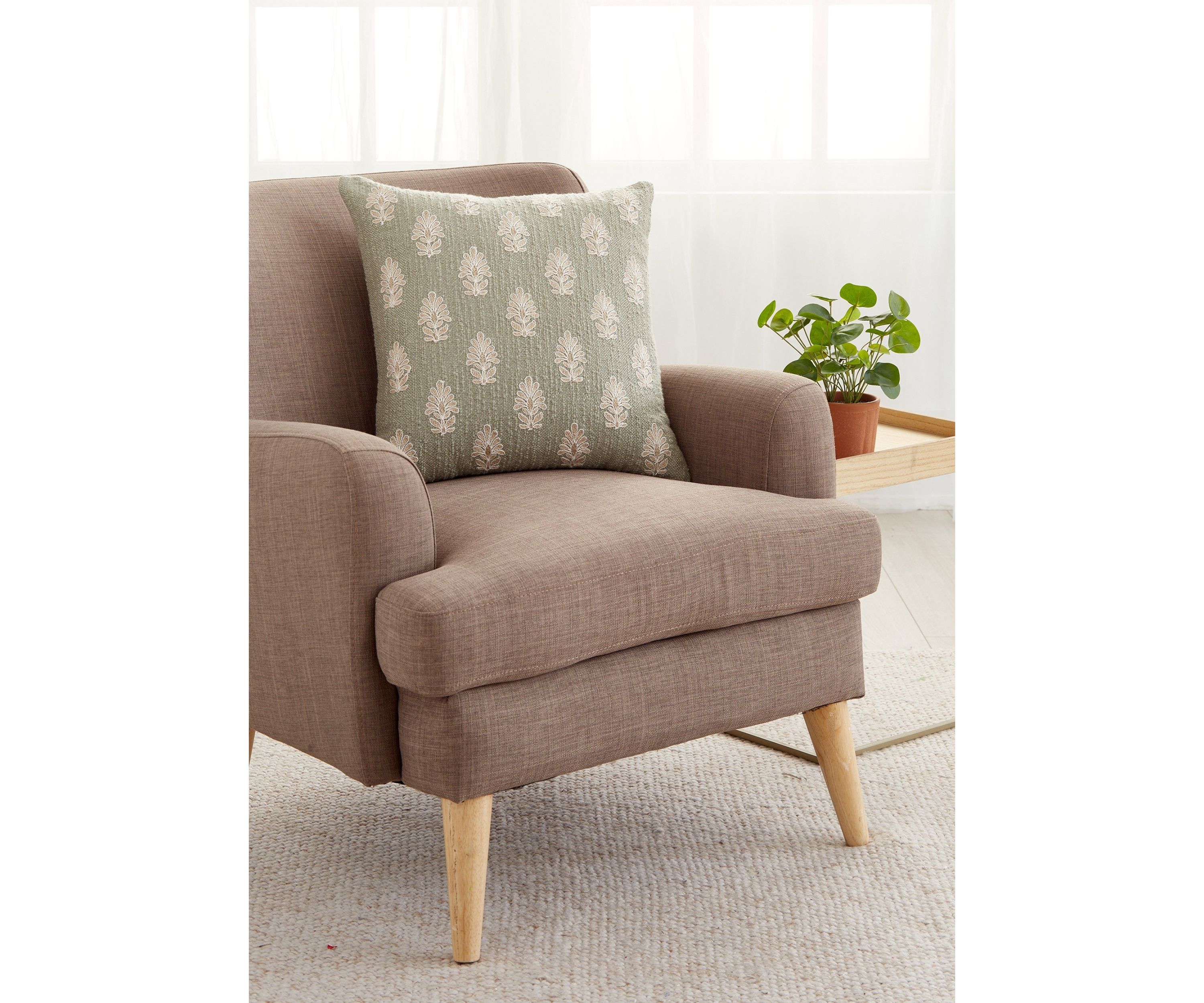Embroidered Tonal Decorative Pillow