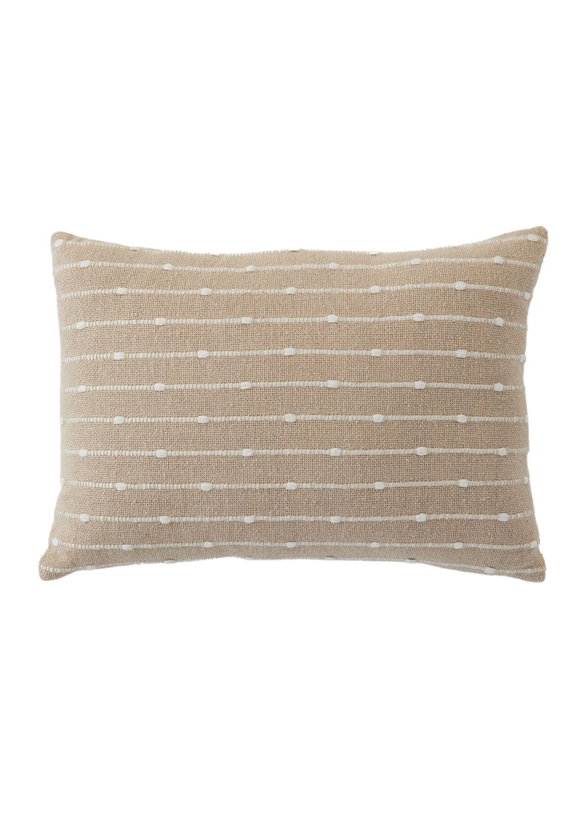 Tan and White Striped Decorative Pillow