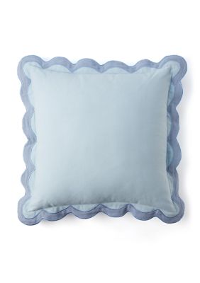 Solid Scalloped Trim Throw Pillow