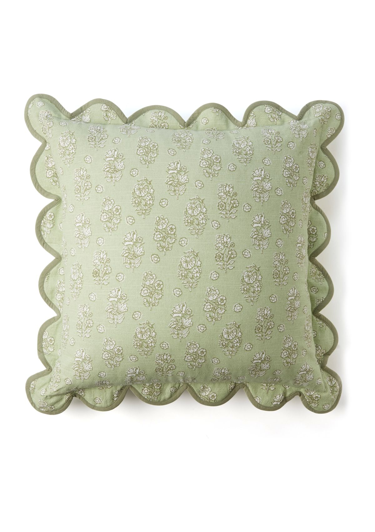 Floral Printed Scalloped Throw Pillow