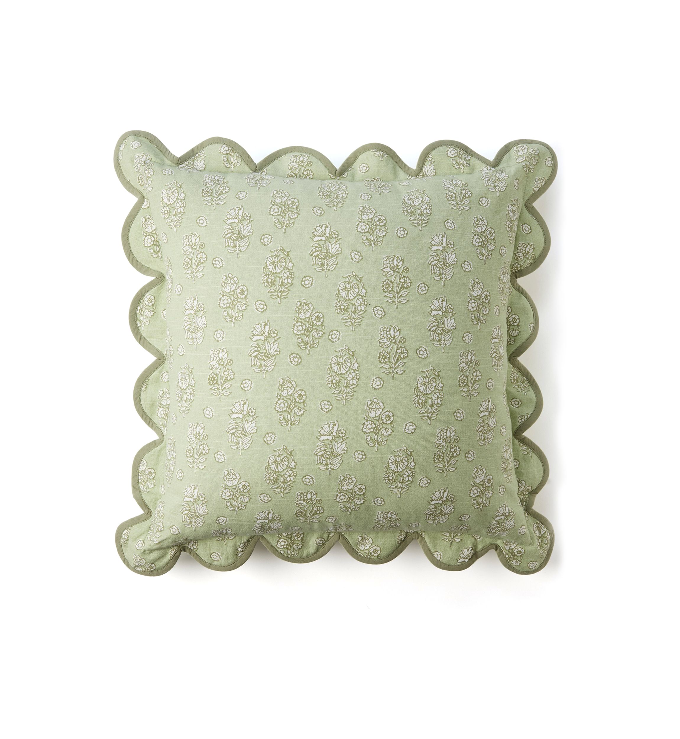 Floral Printed Scalloped Throw Pillow