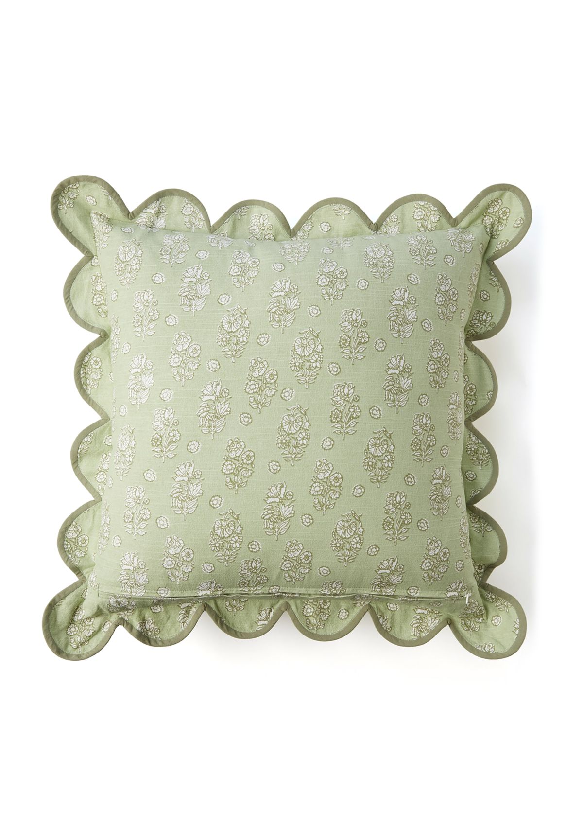 Floral Printed Scalloped Throw Pillow