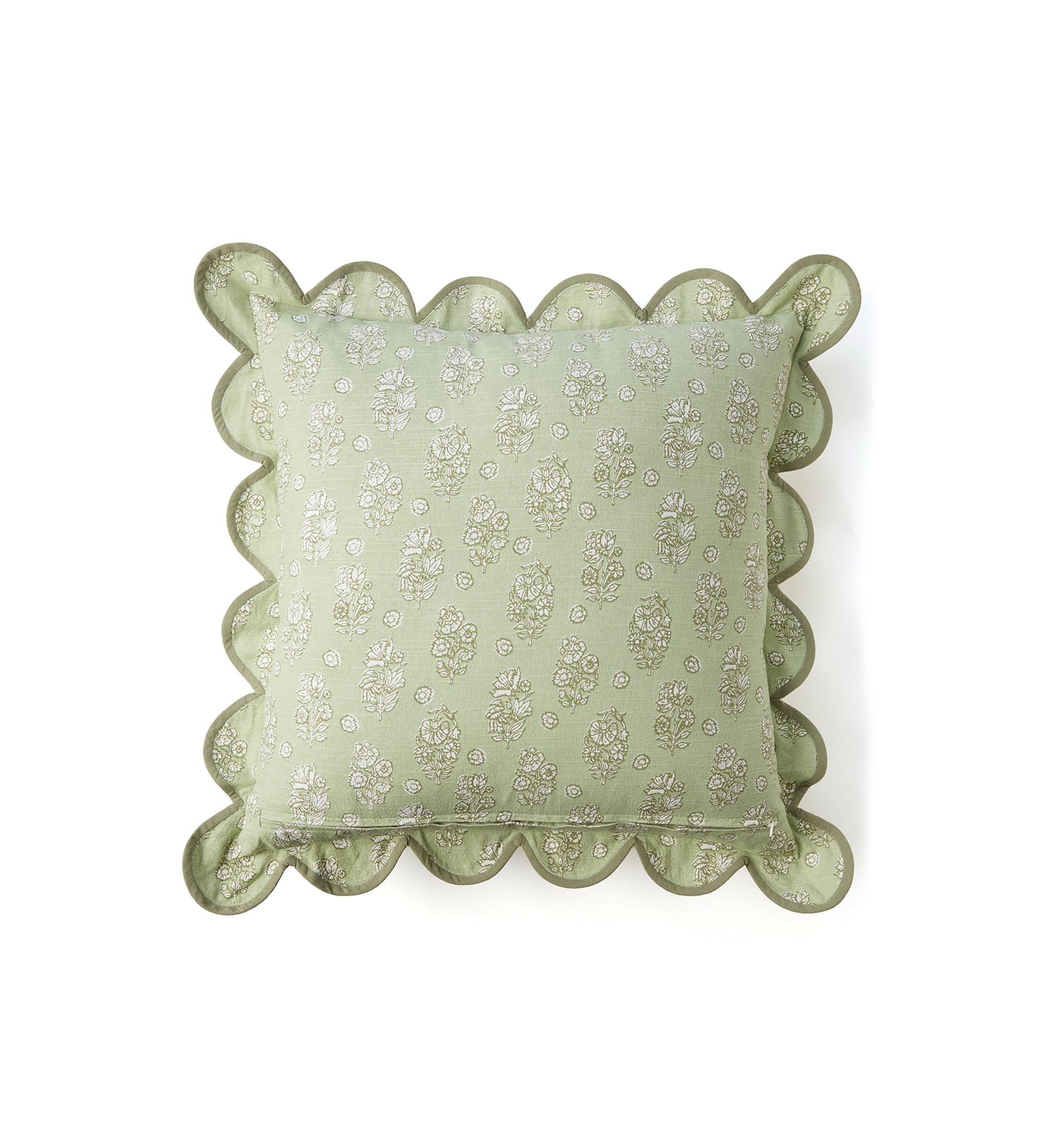 Floral Printed Scalloped Throw Pillow