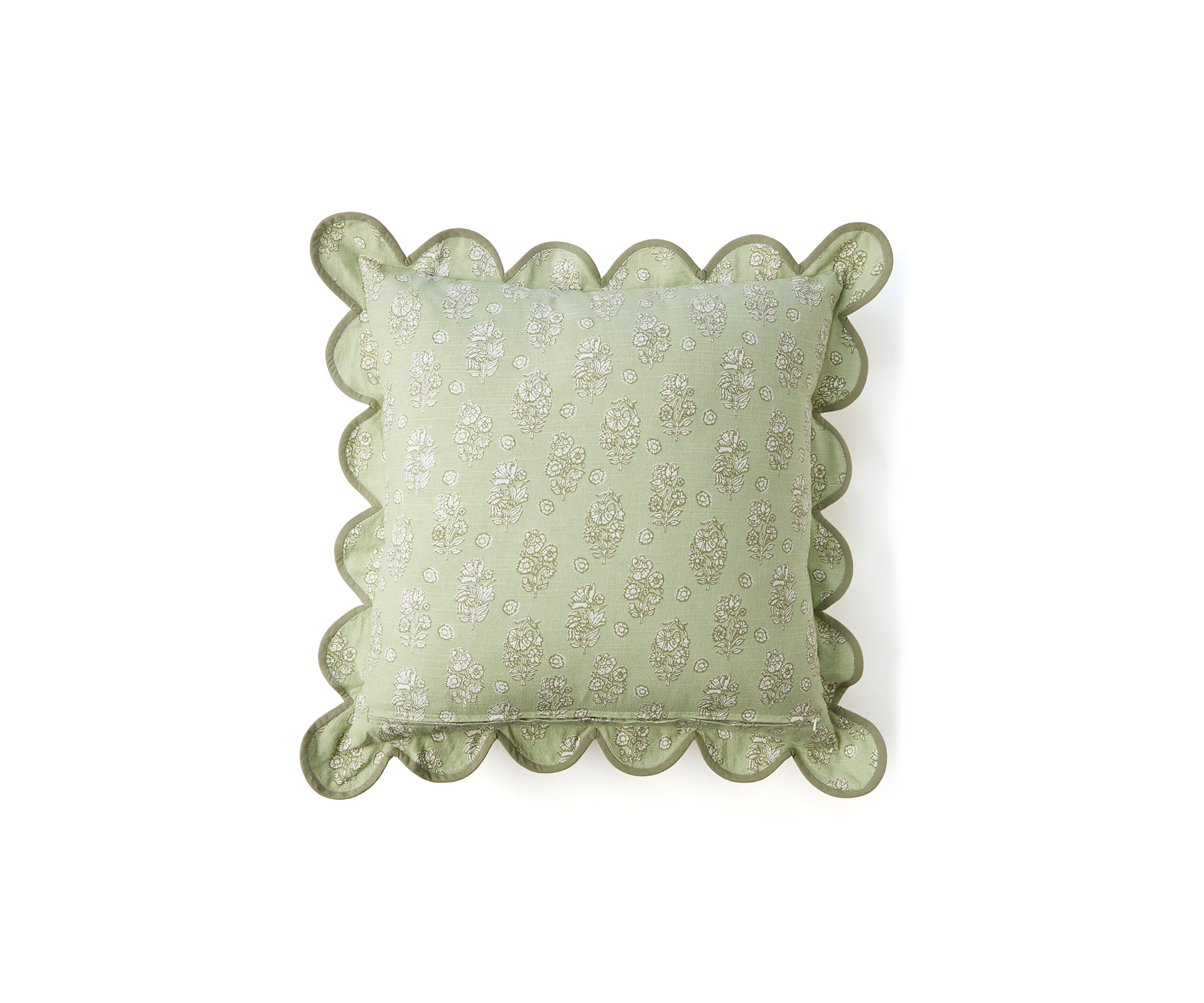 Floral Printed Scalloped Throw Pillow