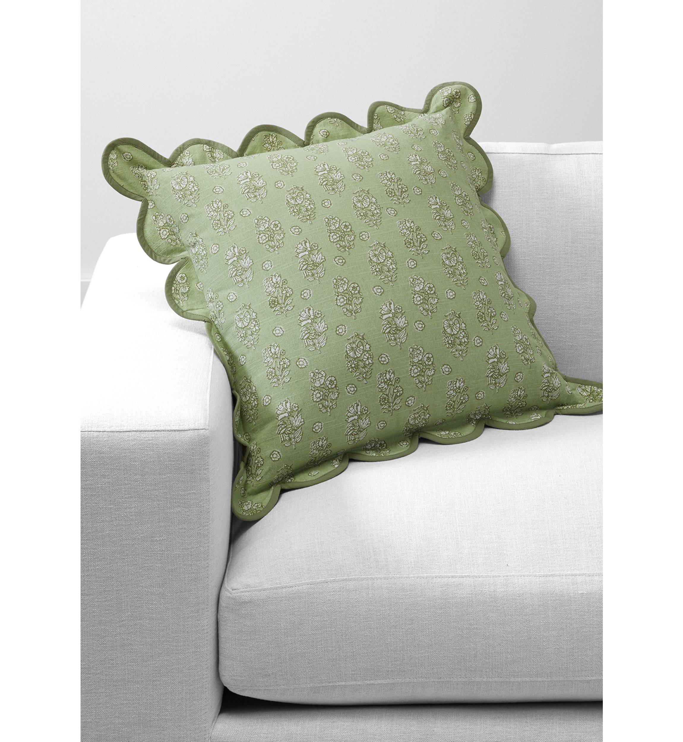 Floral Printed Scalloped Throw Pillow