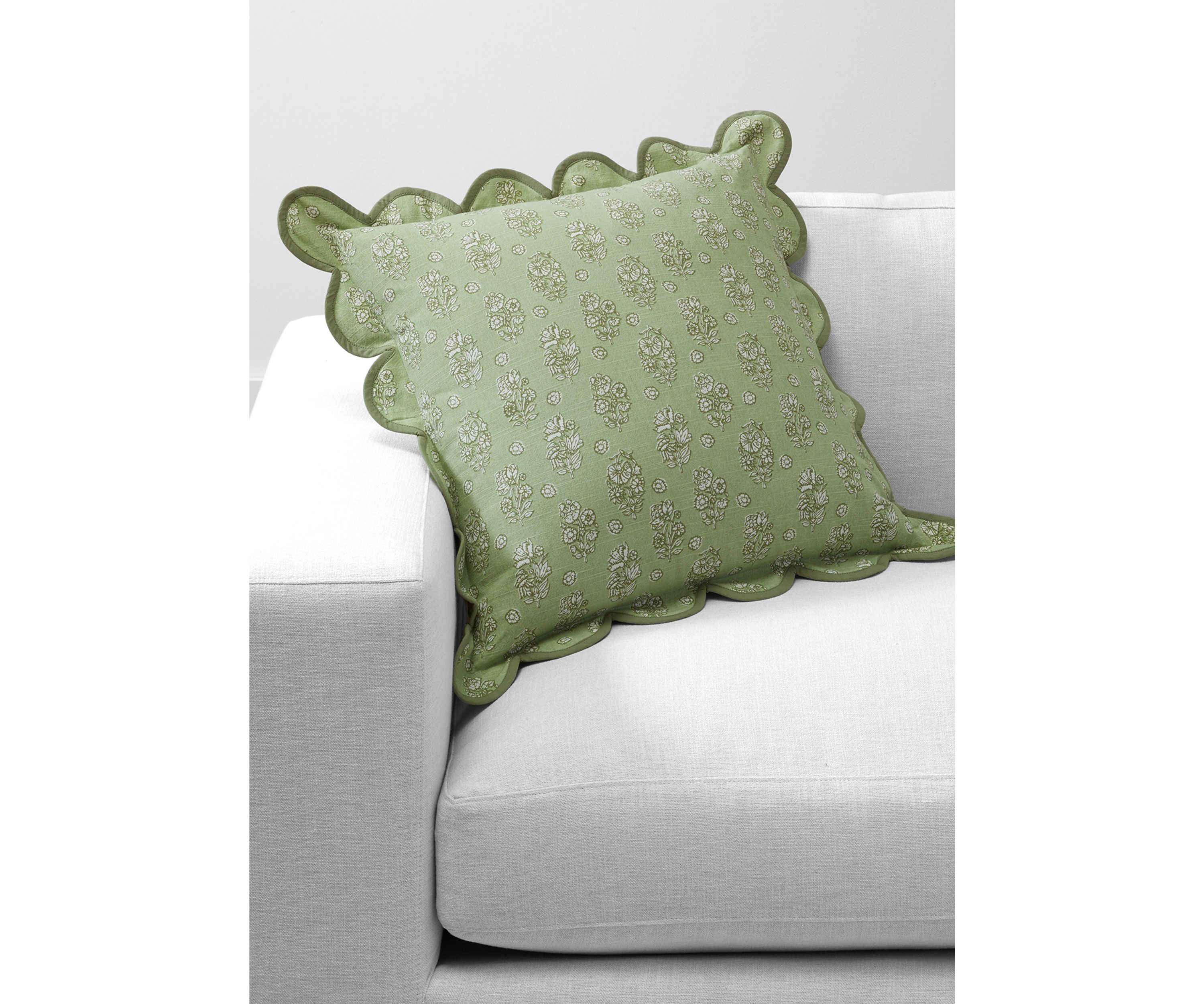 Floral Printed Scalloped Throw Pillow