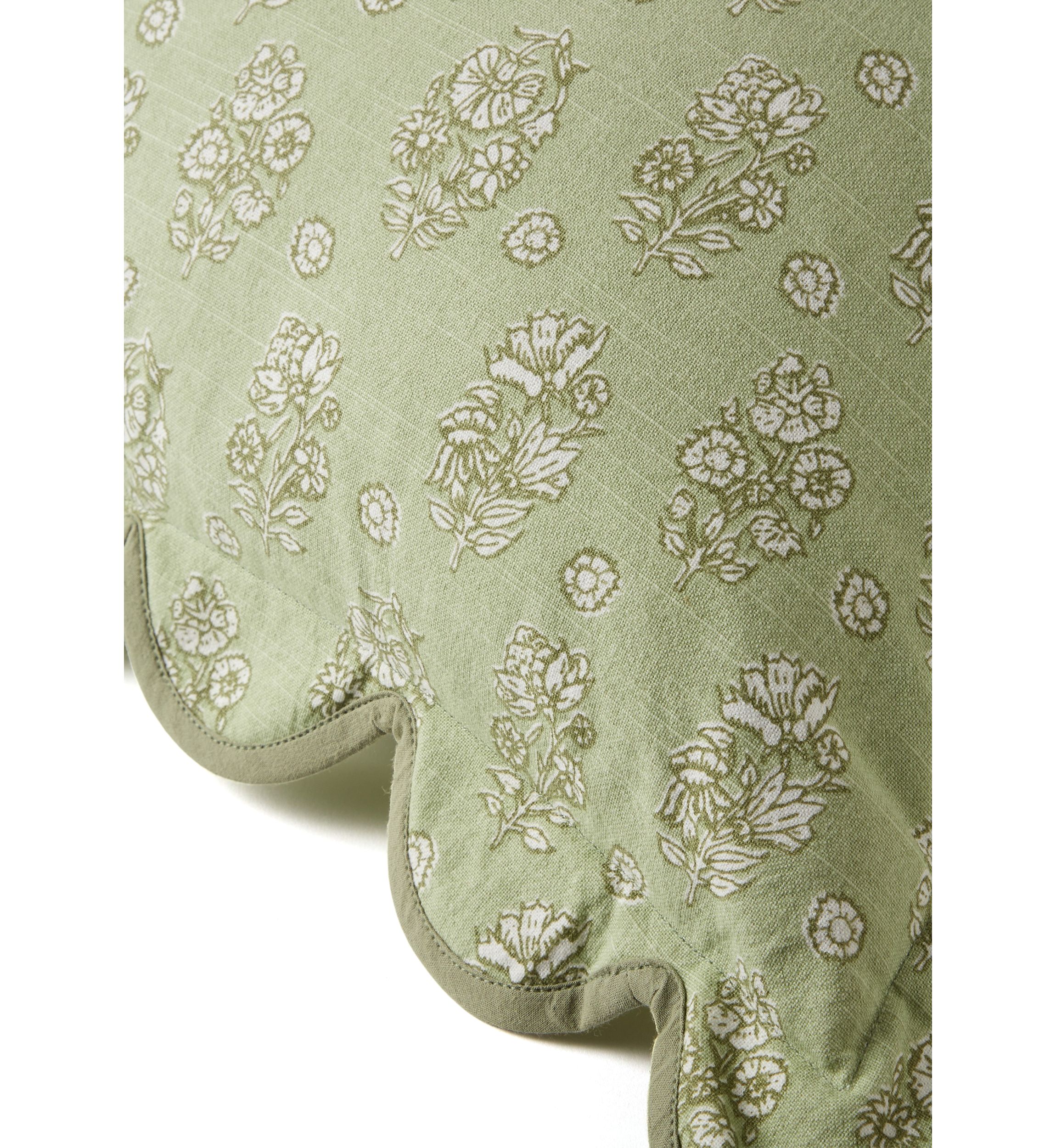 Floral Printed Scalloped Throw Pillow