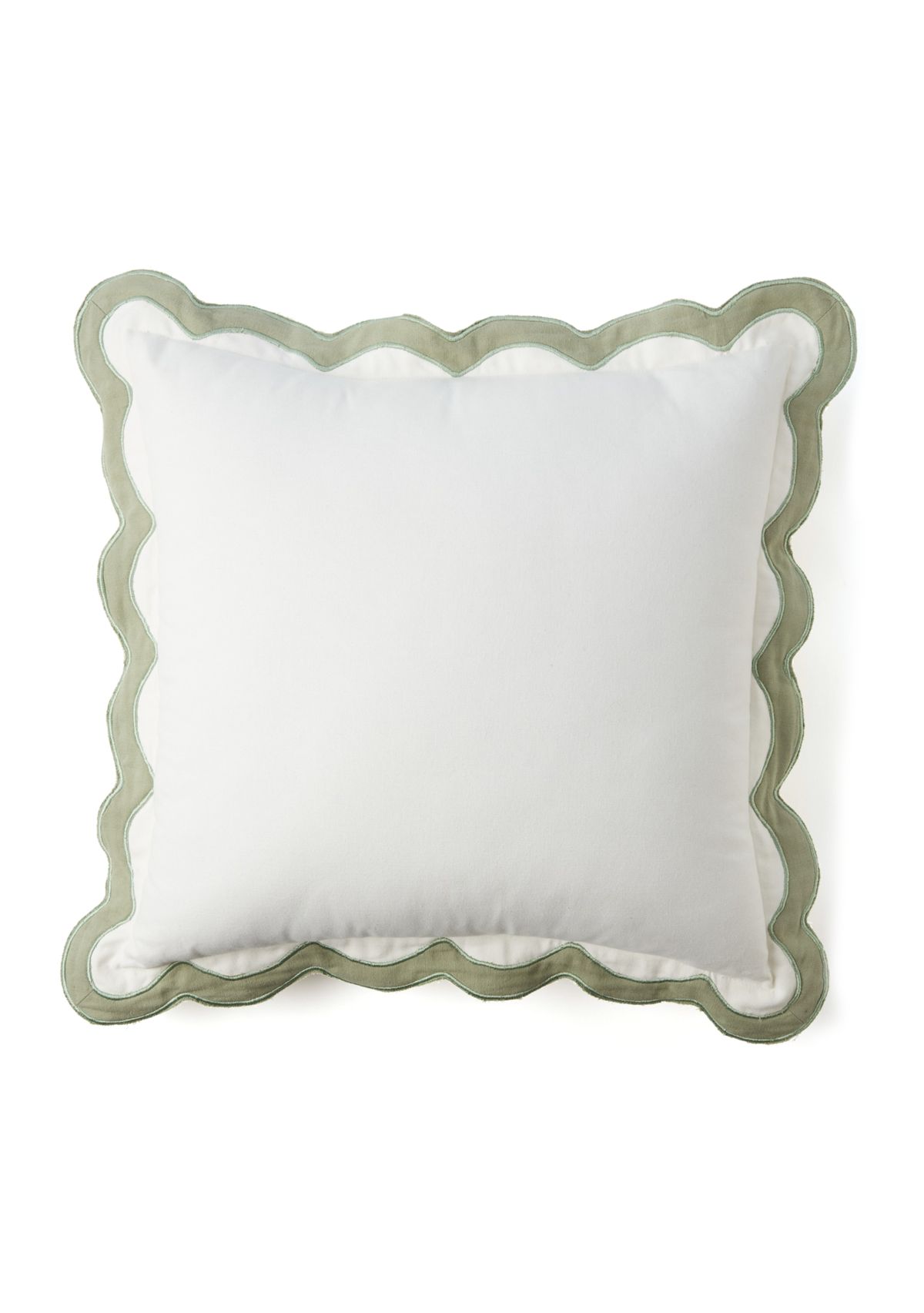 Solid Scalloped Trim Throw Pillow