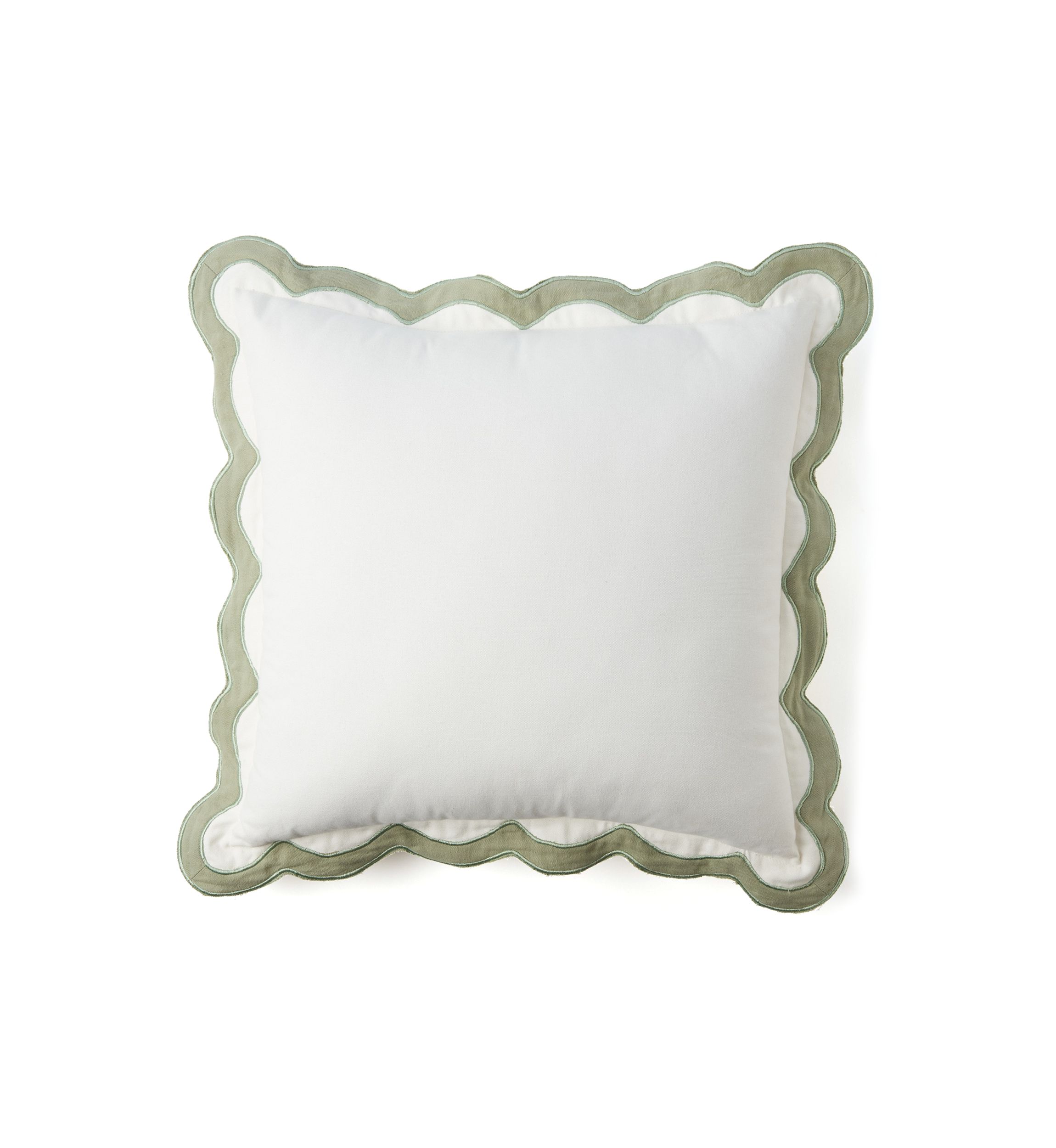 Solid Scalloped Trim Throw Pillow