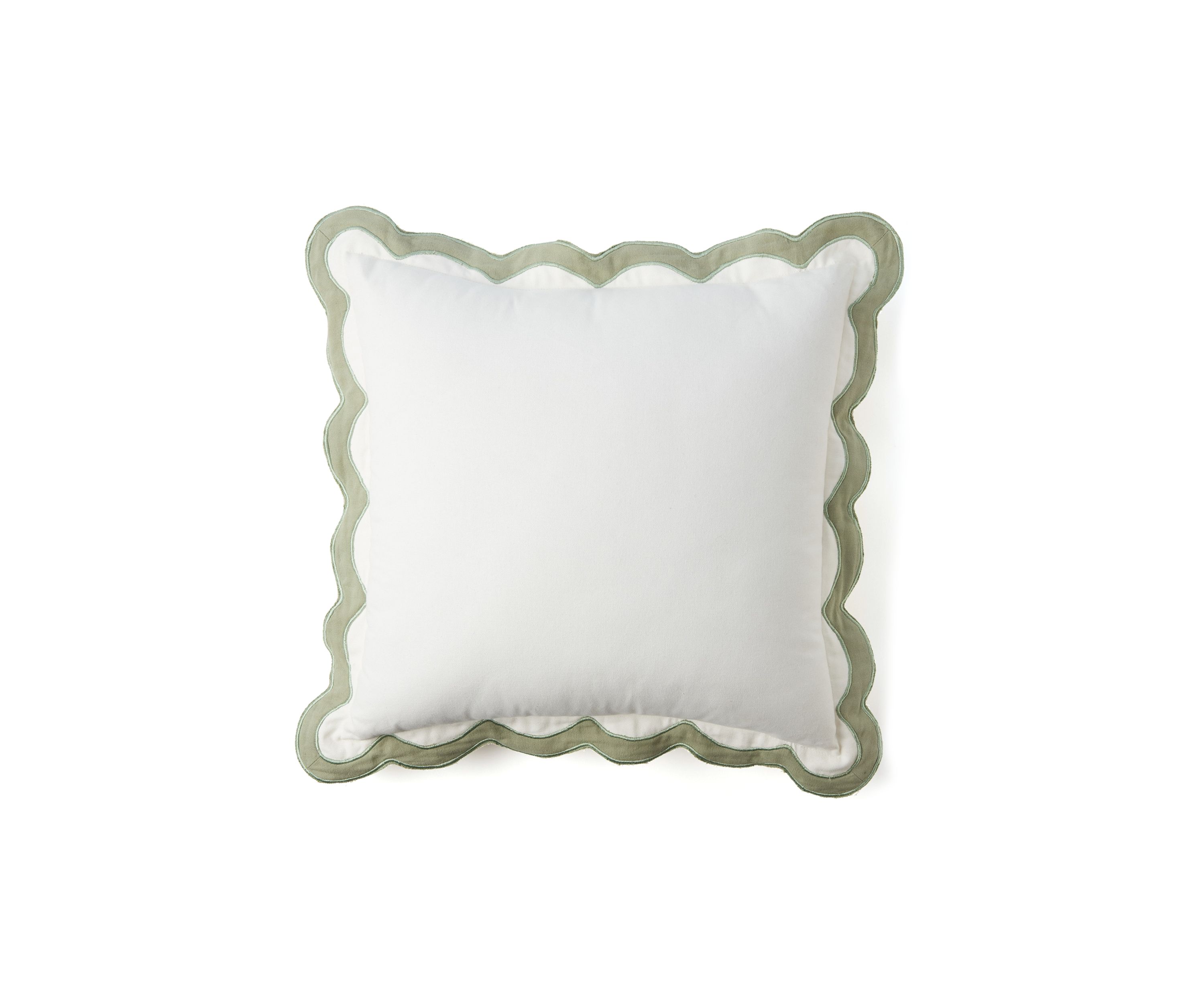 Solid Scalloped Trim Throw Pillow