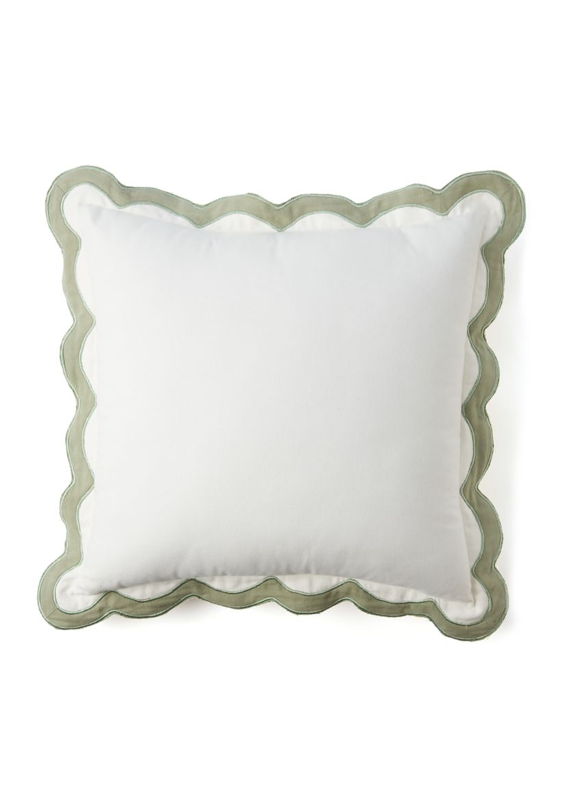 Solid Scalloped Trim Throw Pillow