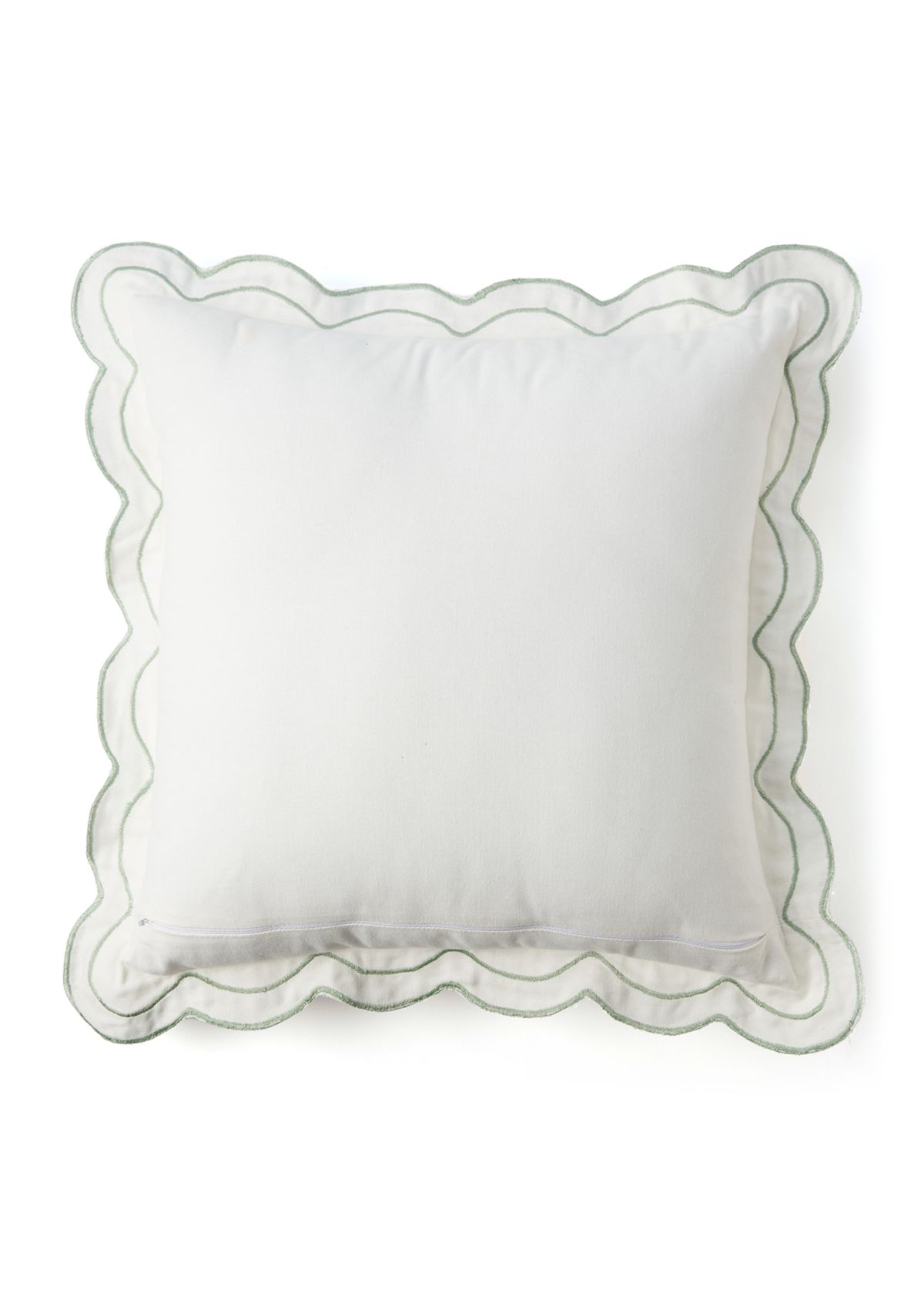 Solid Scalloped Trim Throw Pillow