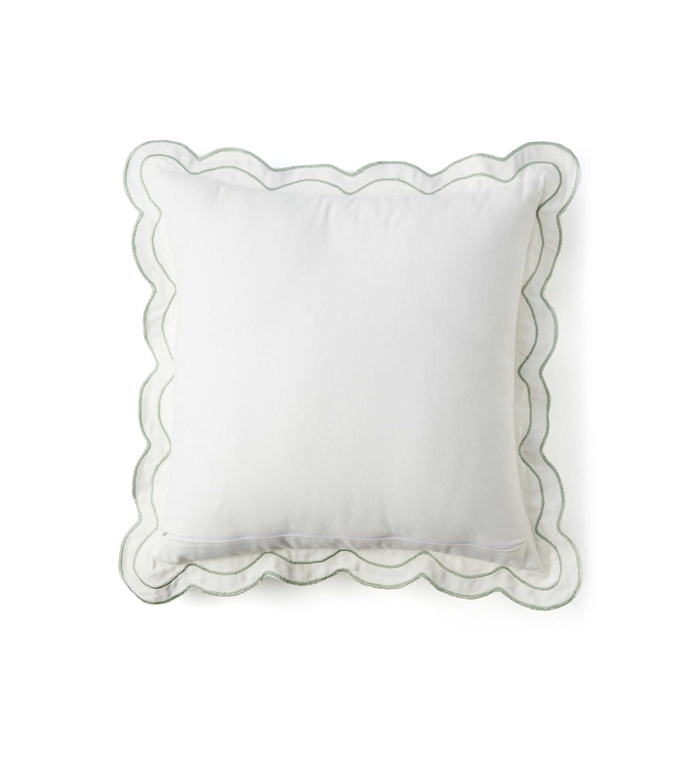 Solid Scalloped Trim Throw Pillow