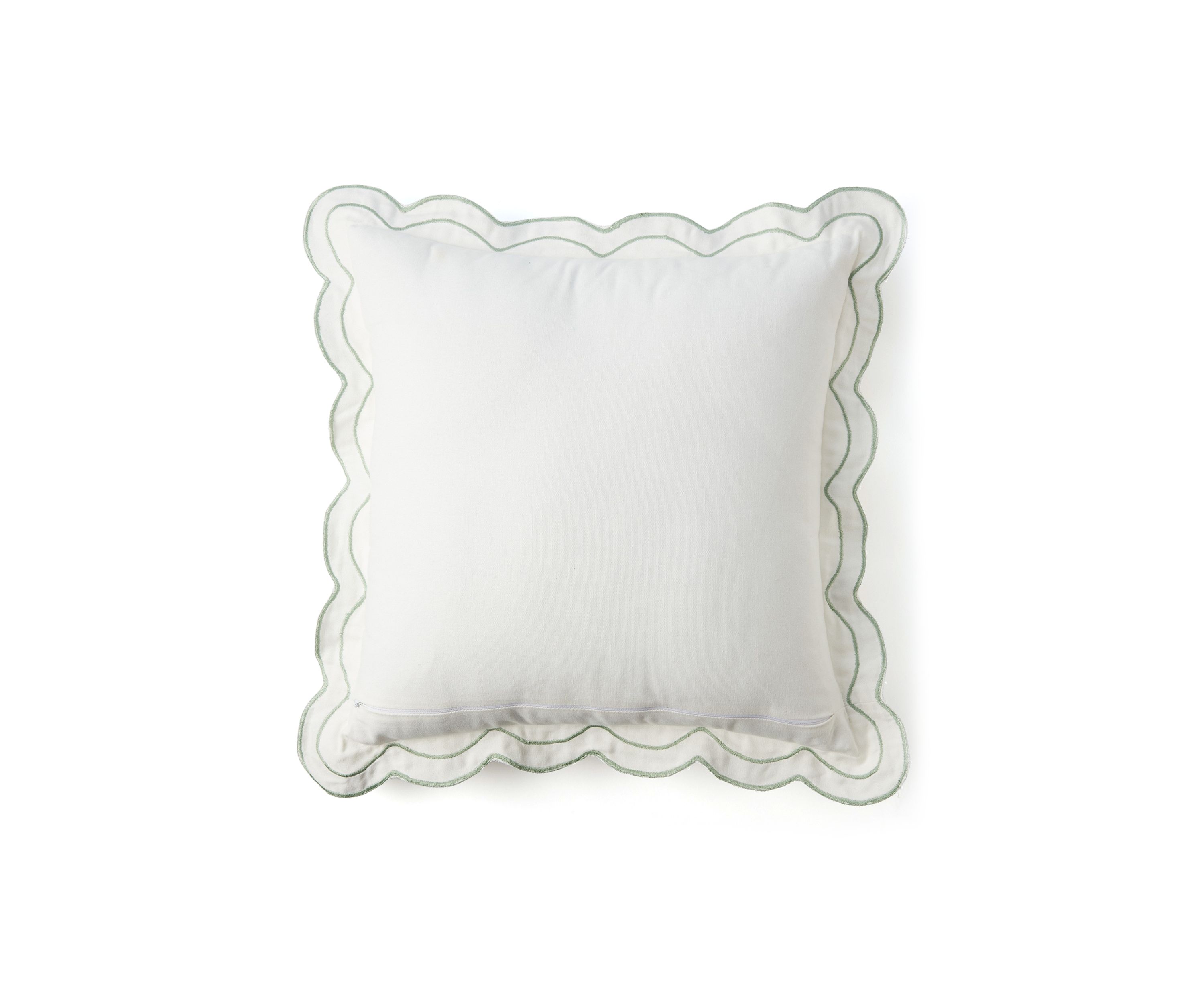 Solid Scalloped Trim Throw Pillow