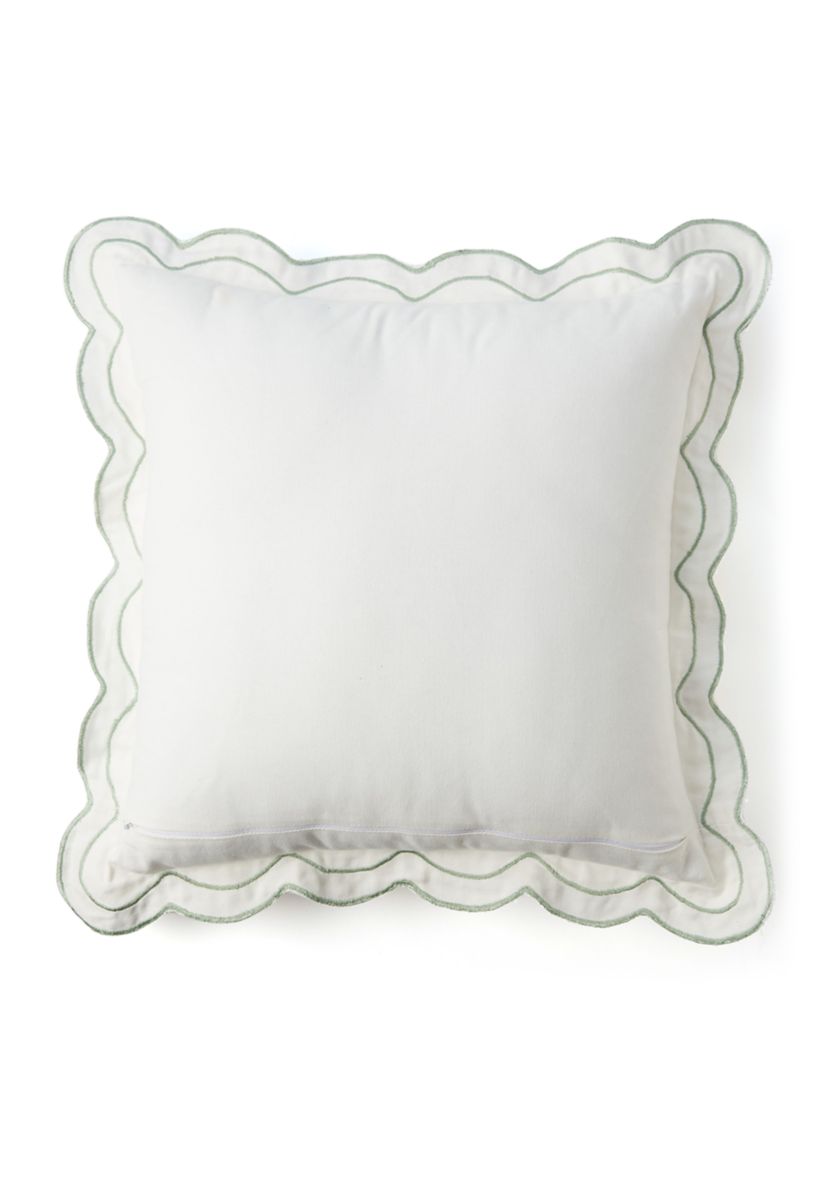 Solid Scalloped Trim Throw Pillow