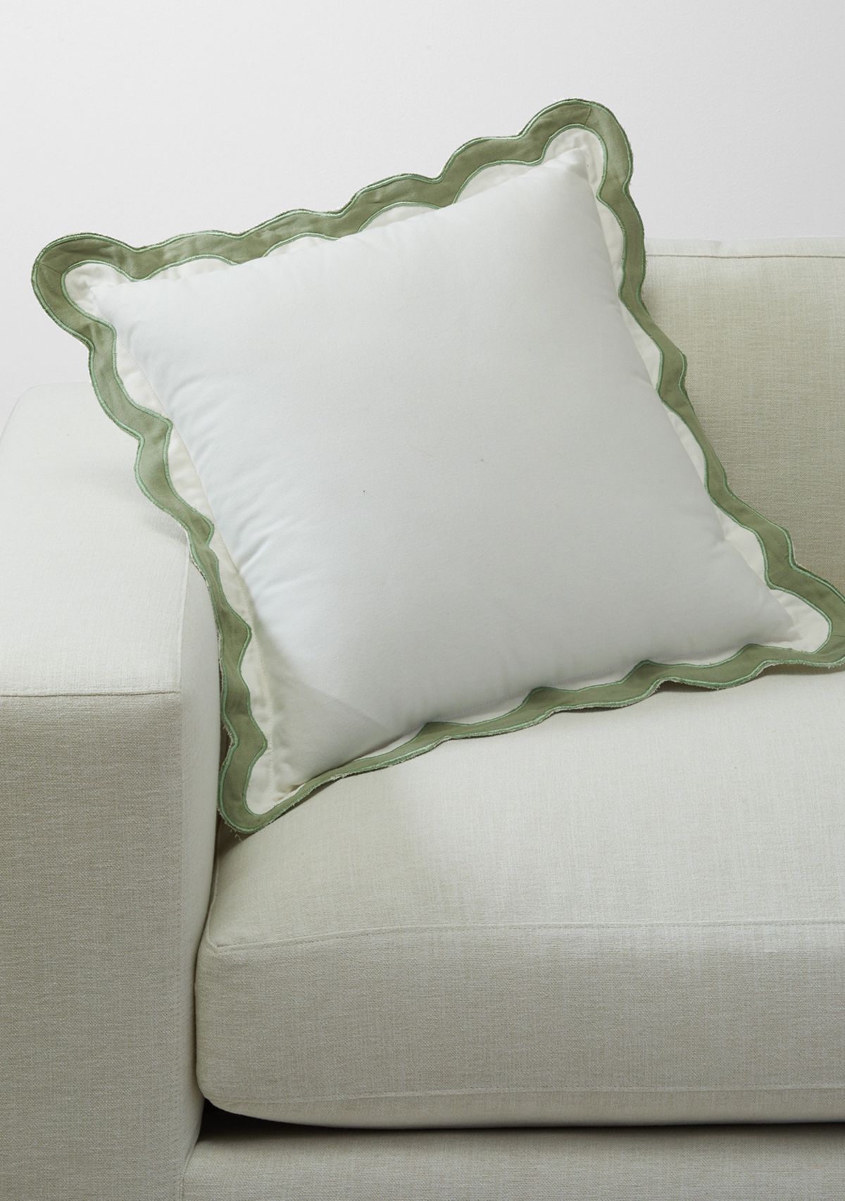 Solid Scalloped Trim Throw Pillow