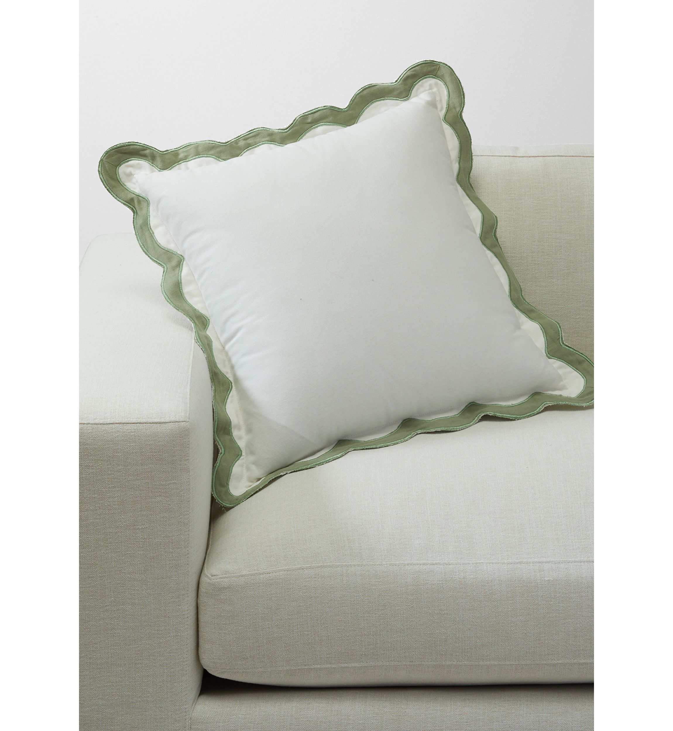 Solid Scalloped Trim Throw Pillow