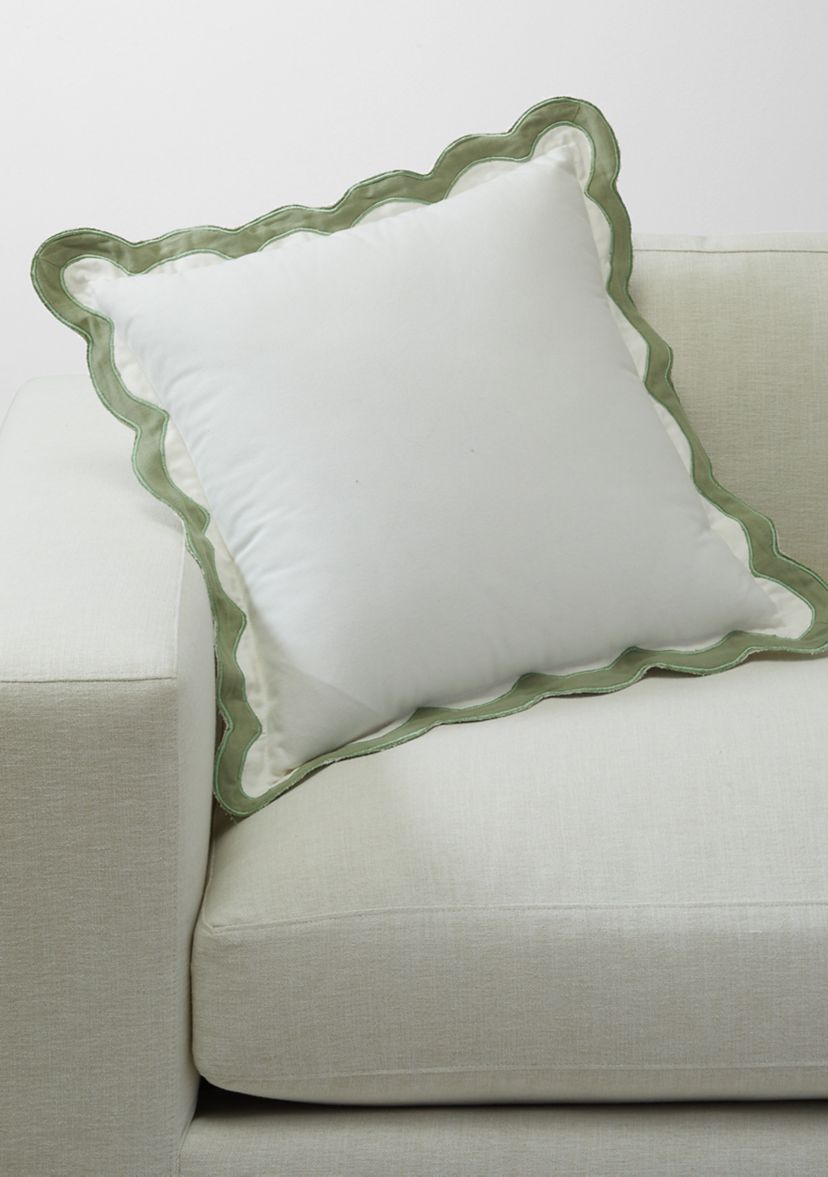 Solid Scalloped Trim Throw Pillow