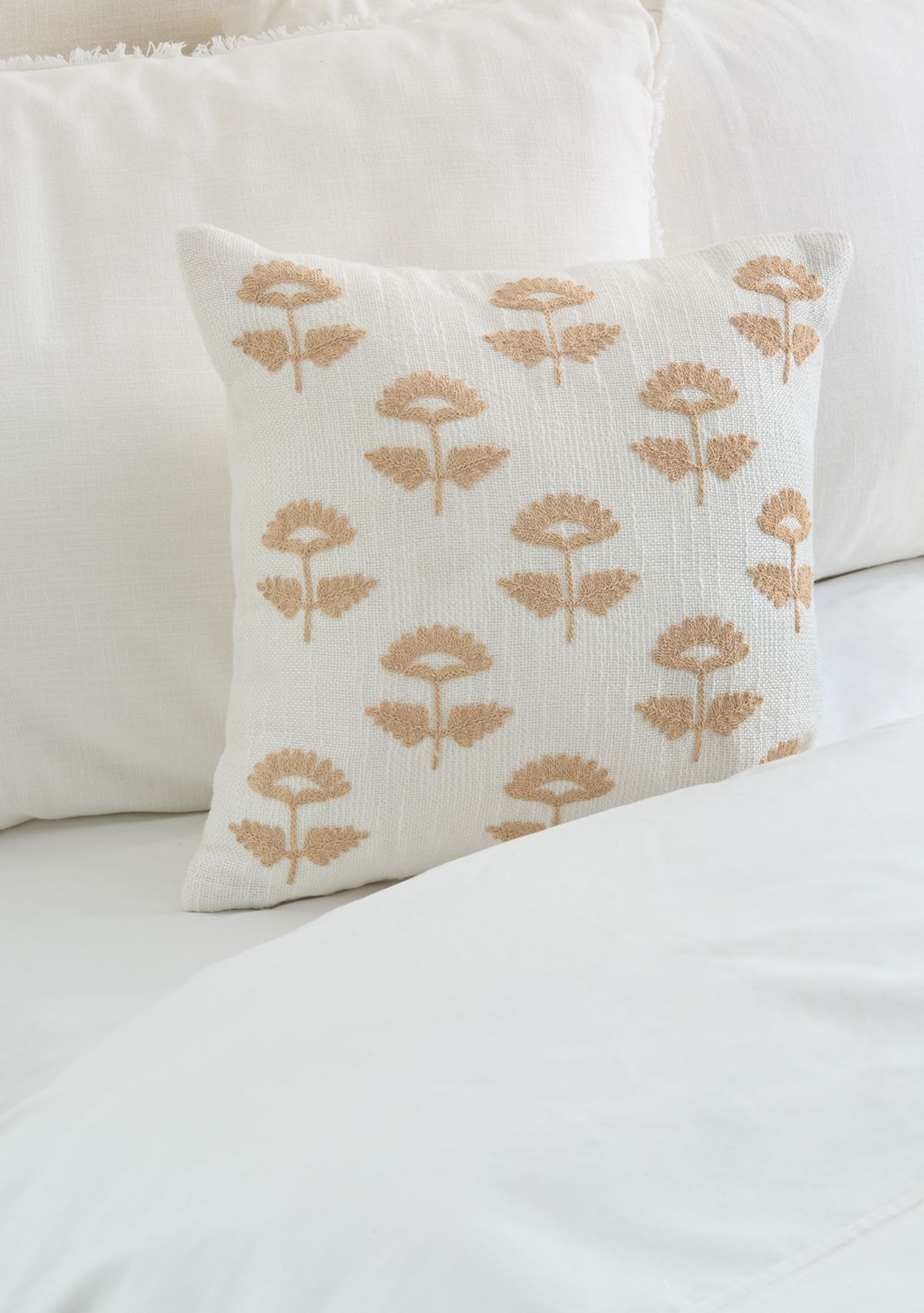 Embroidered Flower Pillow