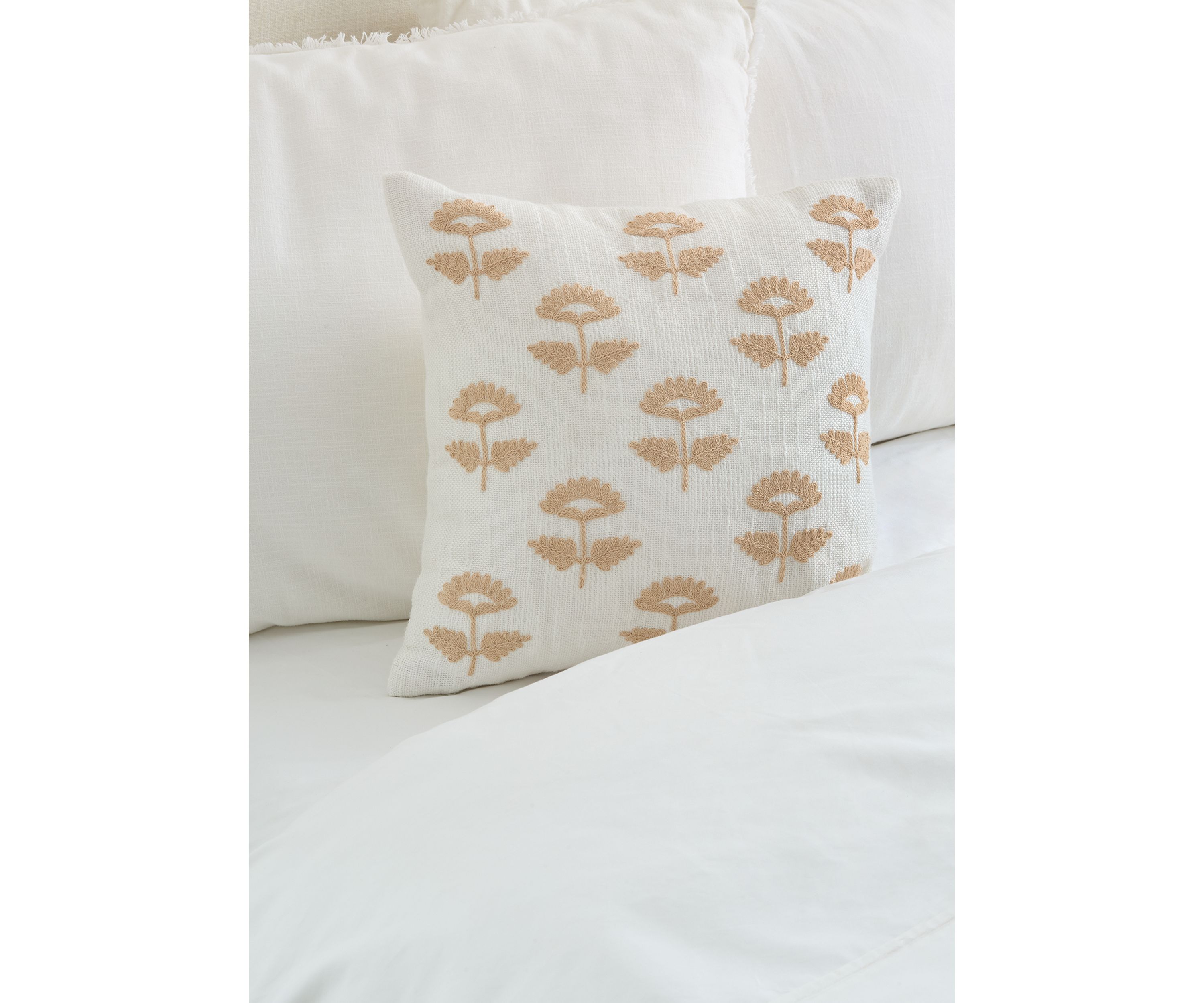 Embroidered Flower Pillow