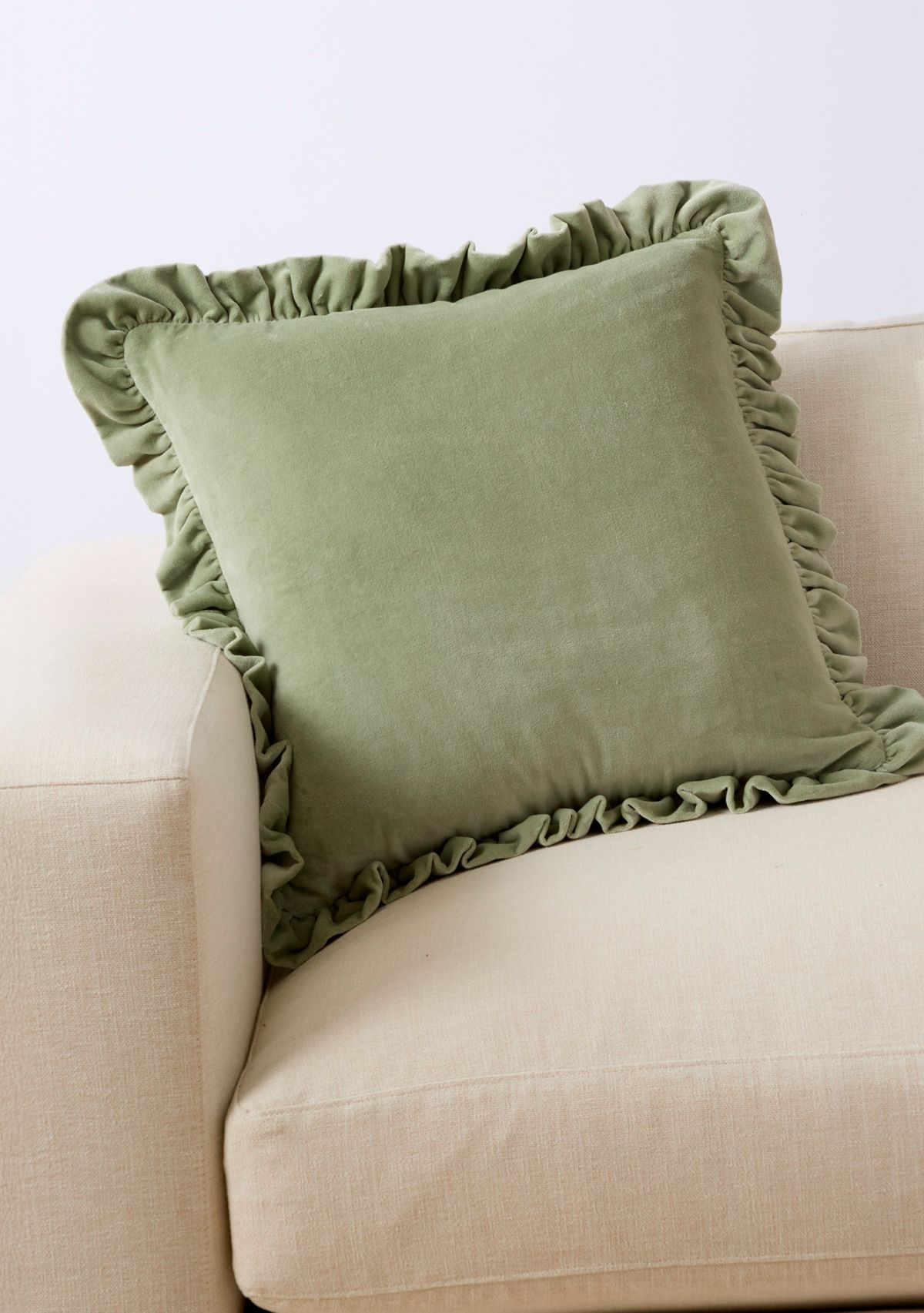 Velvet Ruffle Square Pillow