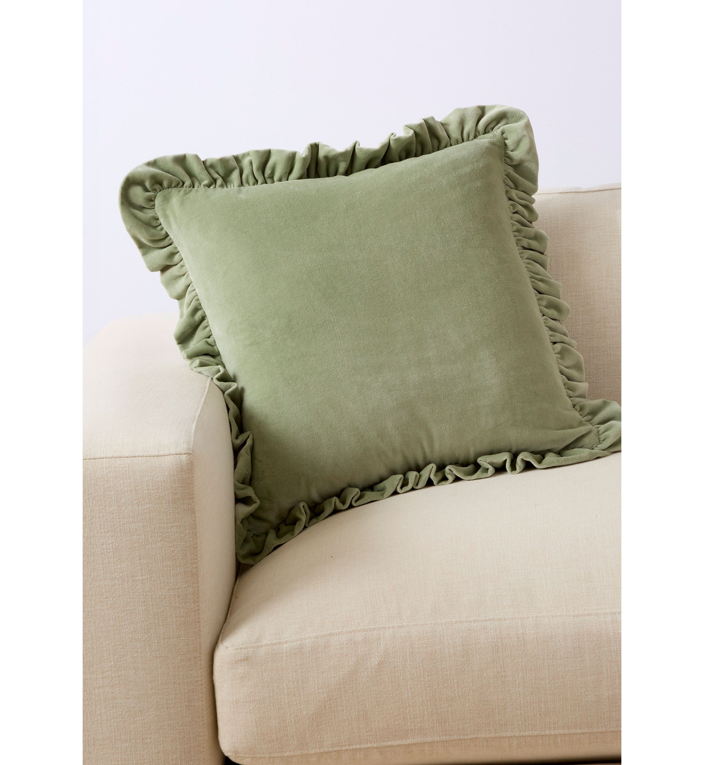 Velvet Ruffle Square Pillow