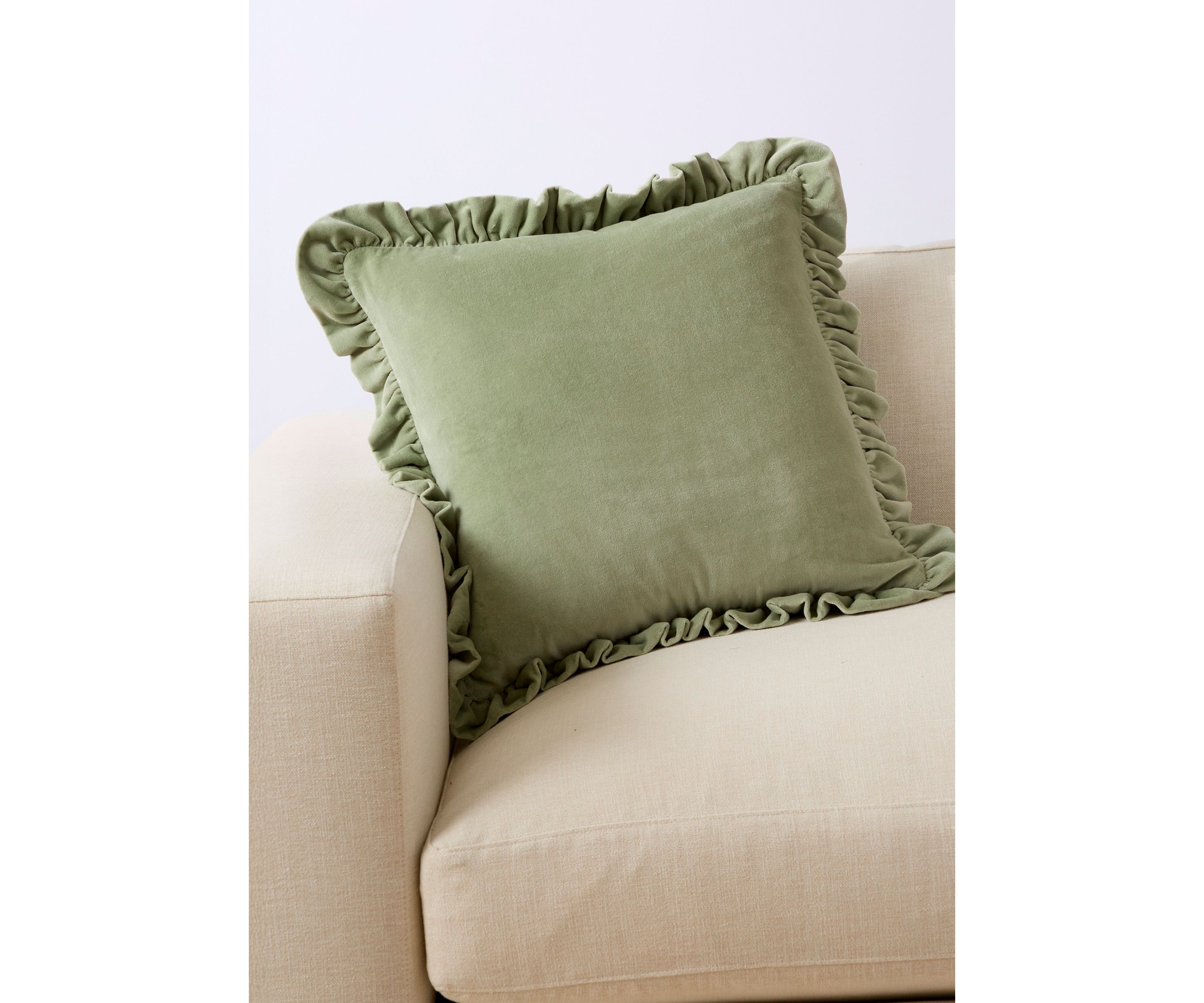 Velvet Ruffle Square Pillow