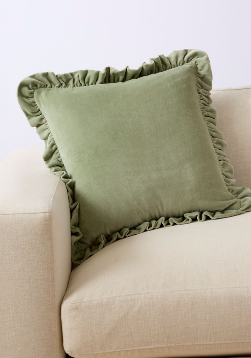 Velvet Ruffle Square Pillow