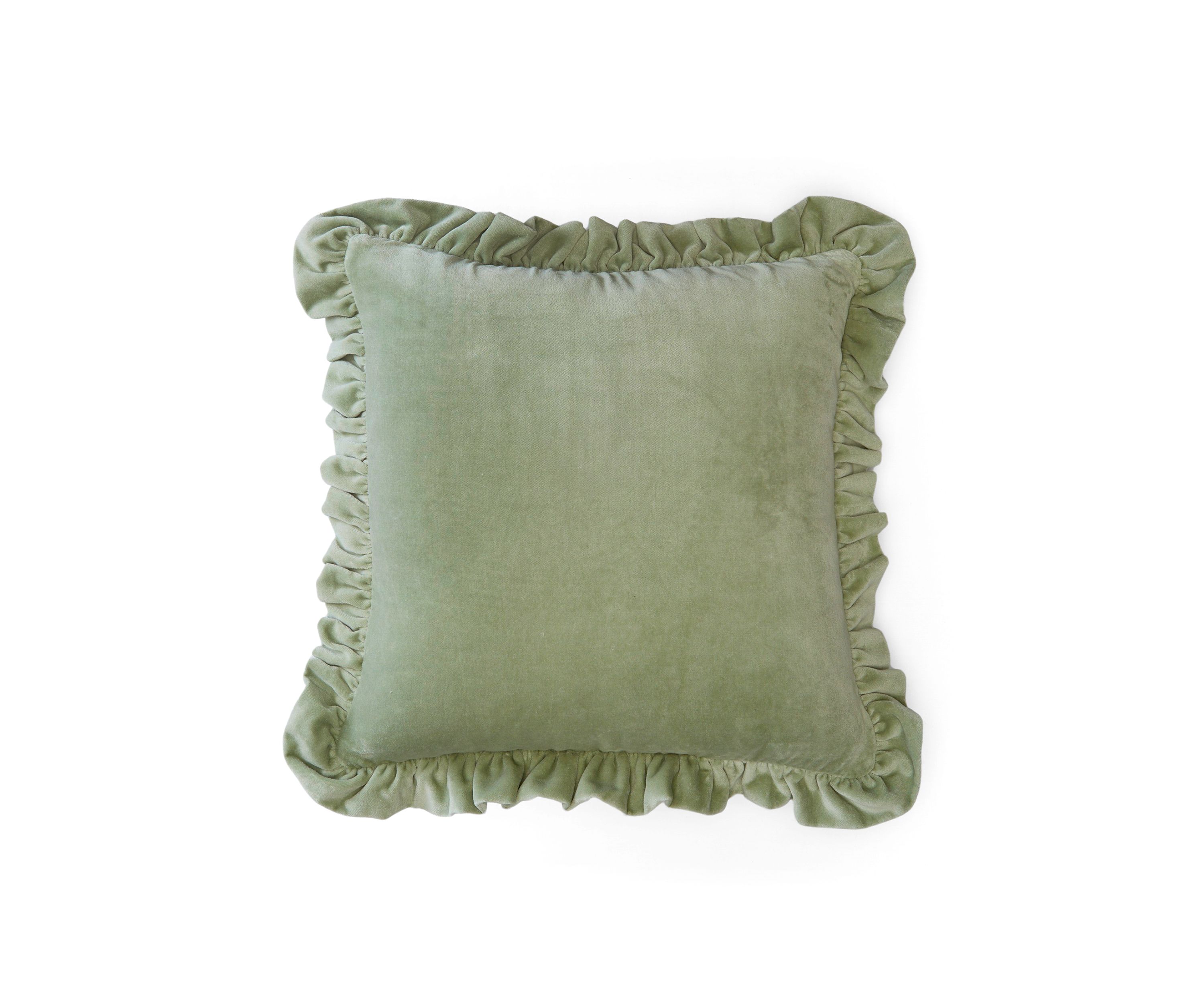 Velvet Ruffle Square Pillow