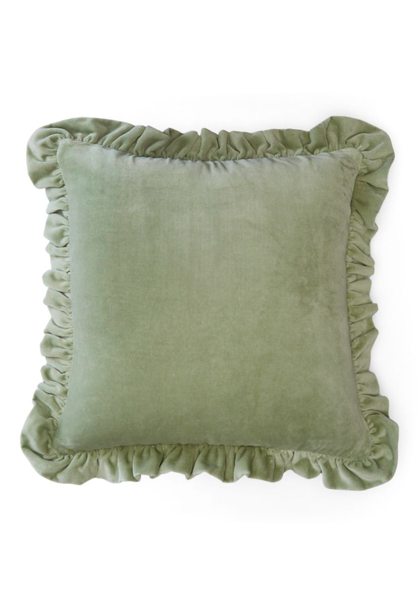 Velvet Ruffle Square Pillow