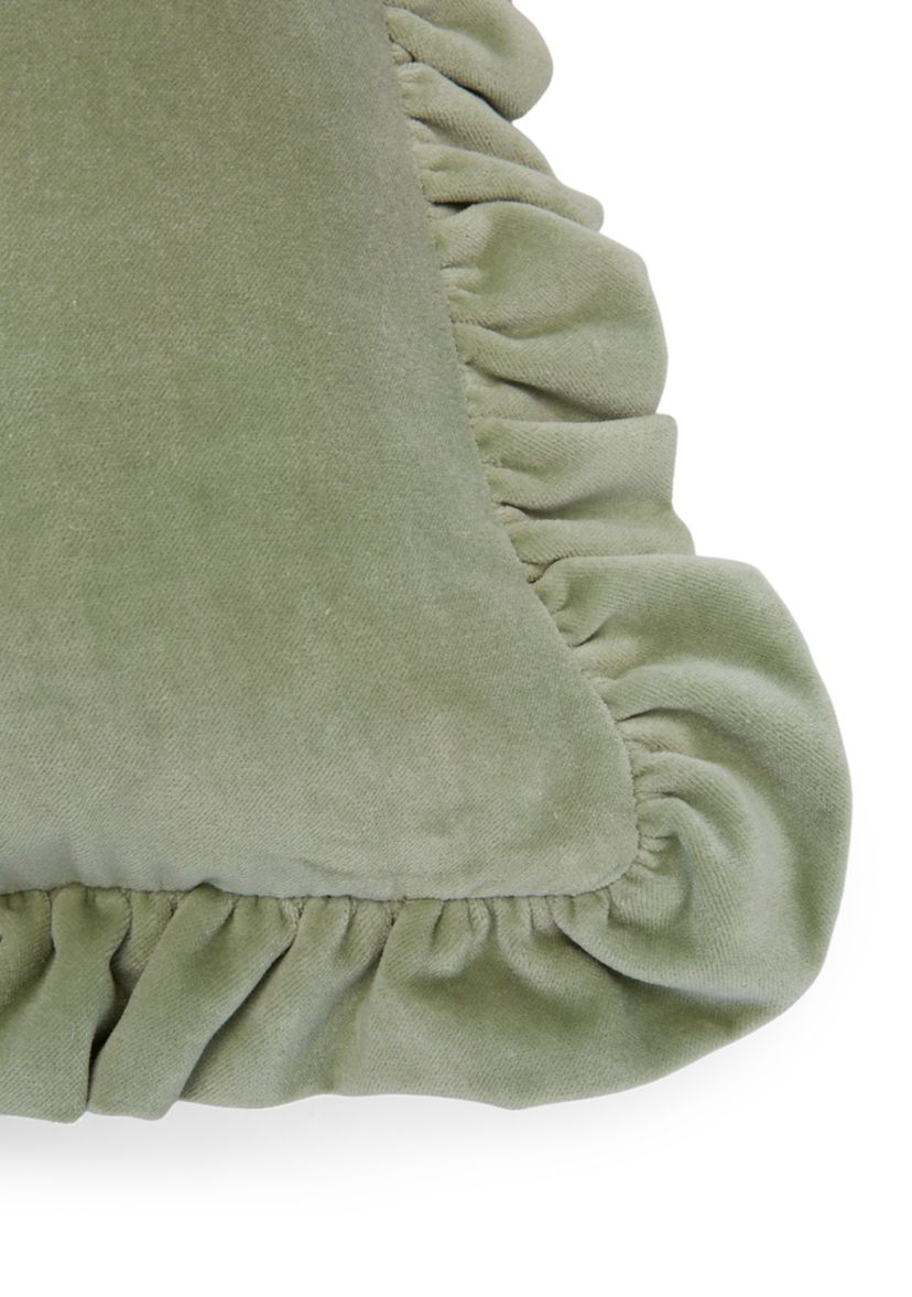 Velvet Ruffle Square Pillow