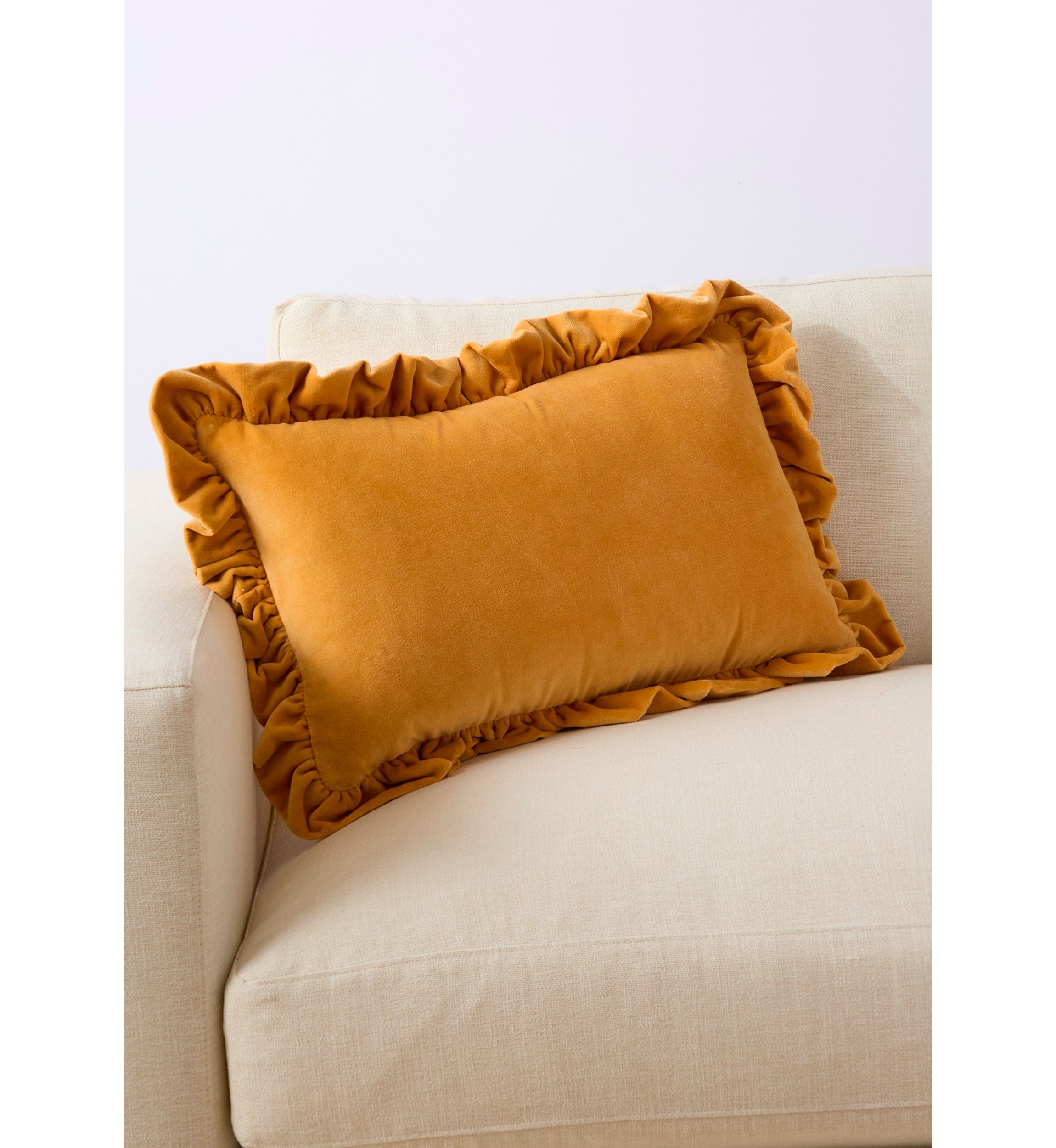 Velvet Ruffle Rectangular Pillow