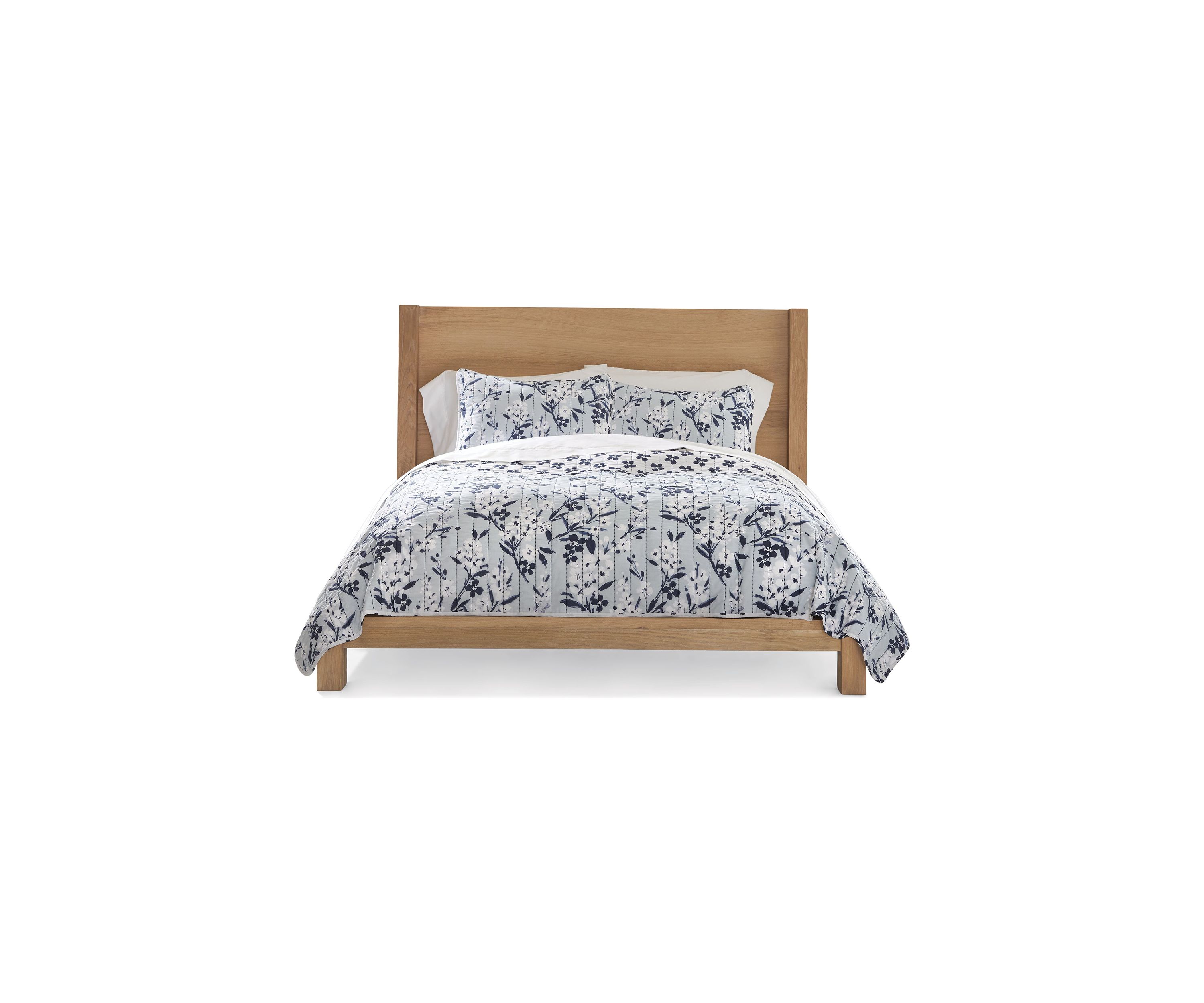 Carolina Blue Floral Printed Quilt Set