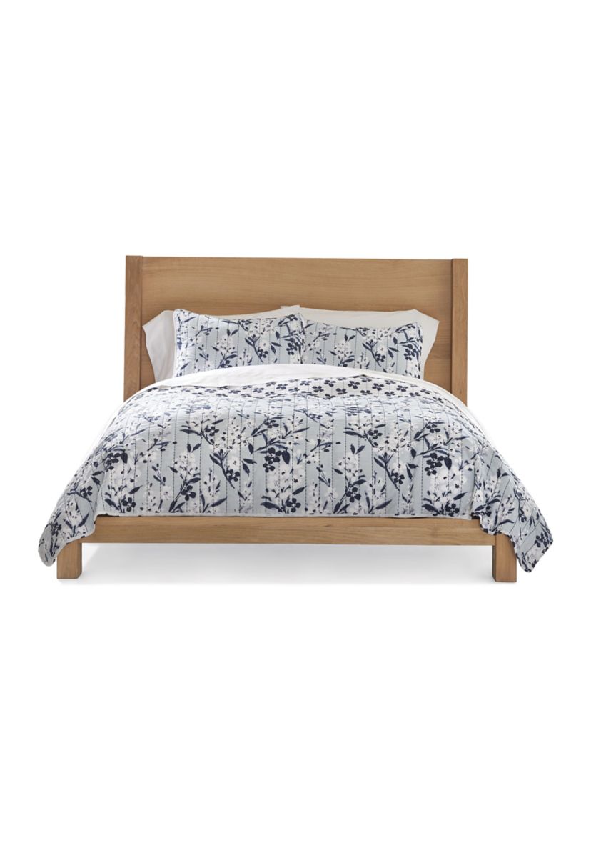 Carolina Blue Floral Printed Quilt Set