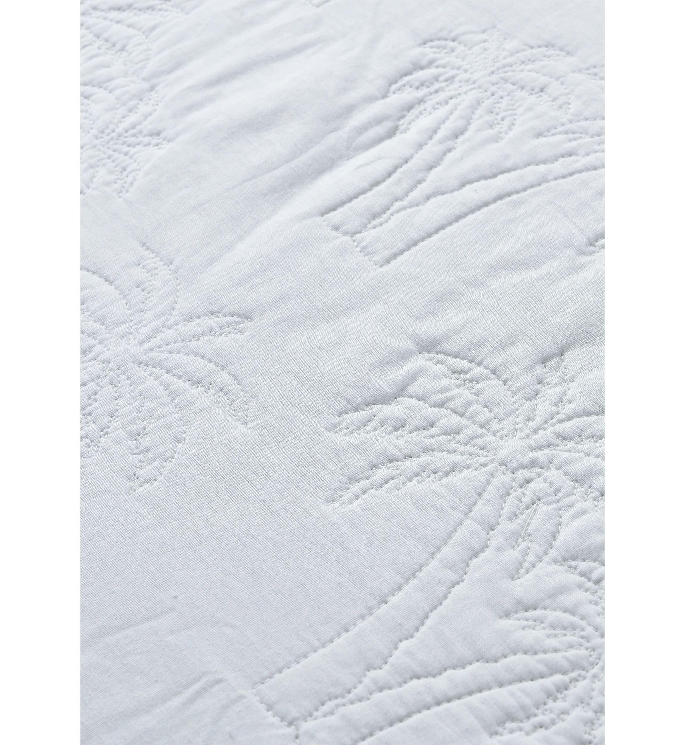 White Solid Palm Quilt Set