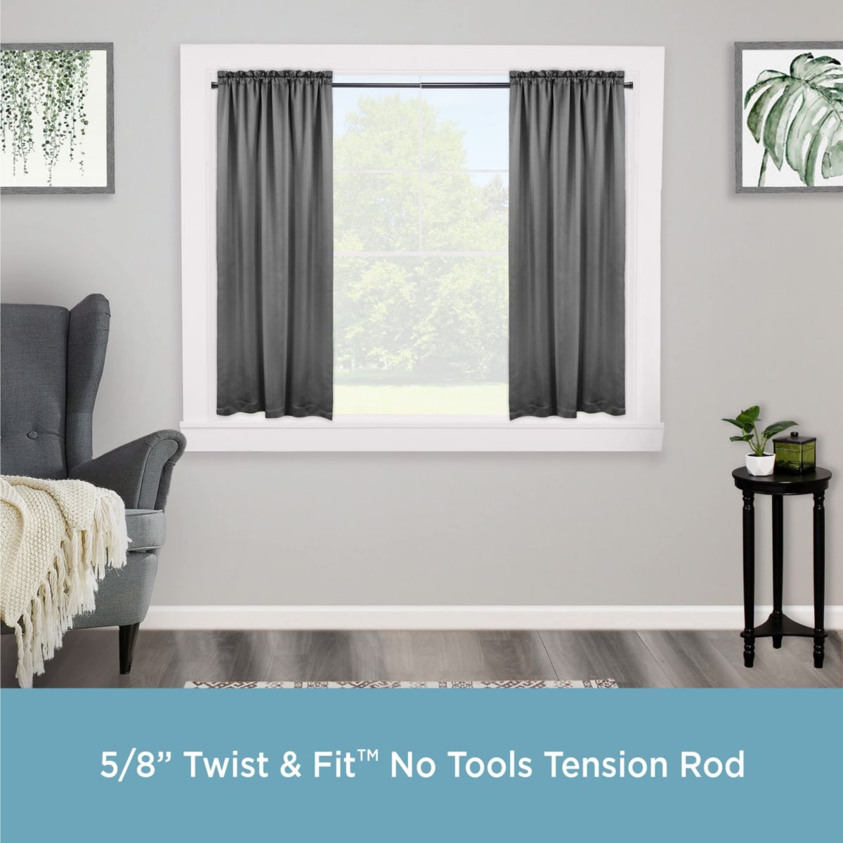 Rogers 5/8" Twist & Fit™ No Tools Tension Window Curtain Rod