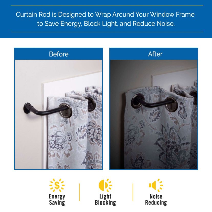 5/8" Wrap Around Blackout  Curtain Rod