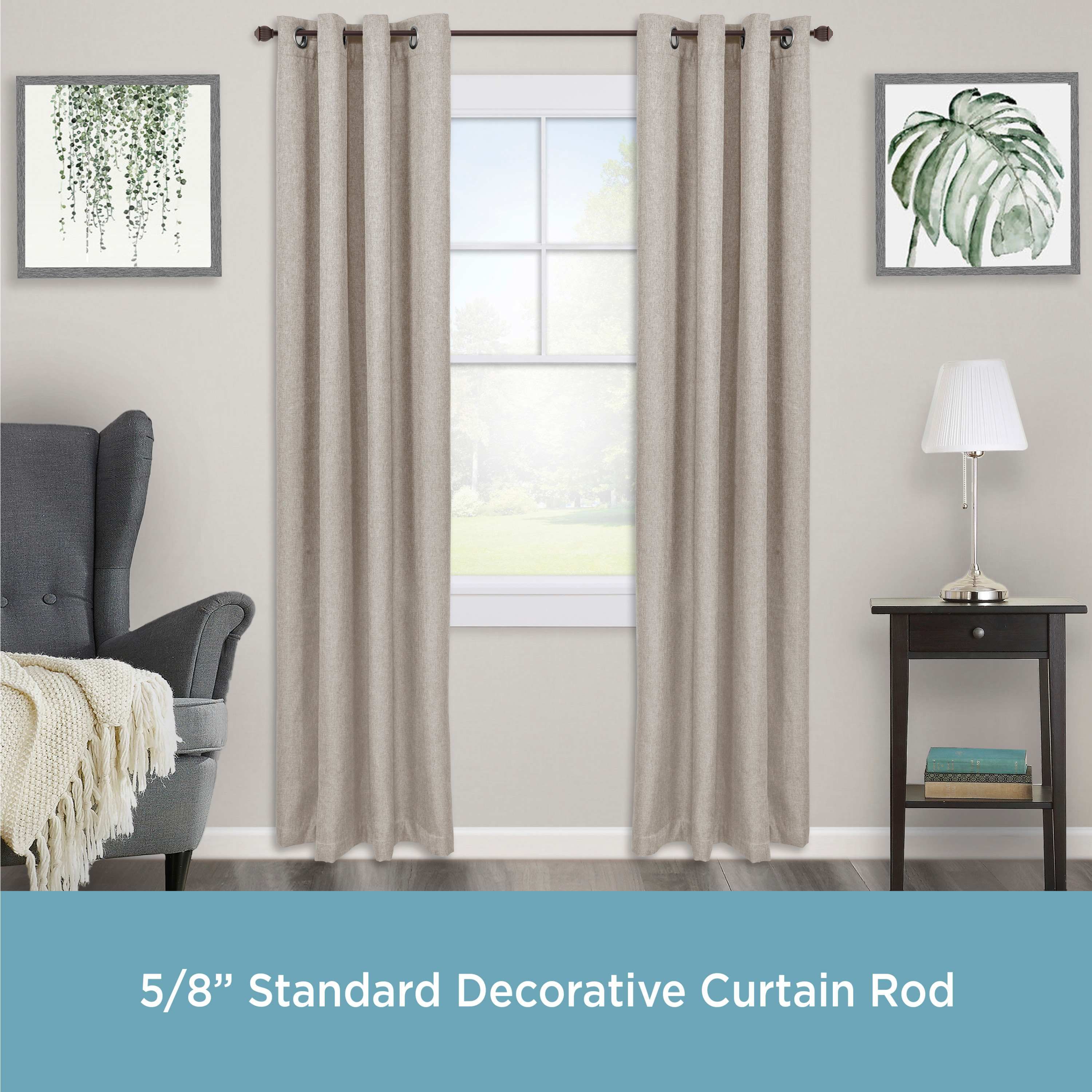 Benji 5/8" Standard Decorative Window Curtain Rod