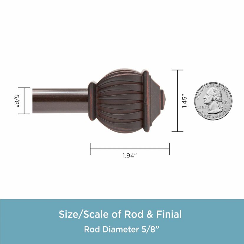 Benji 5/8" Standard Decorative Window Curtain Rod