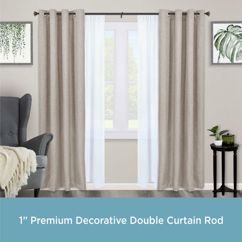 Mission 1" Premium Decorative Window Double Curtain Rod