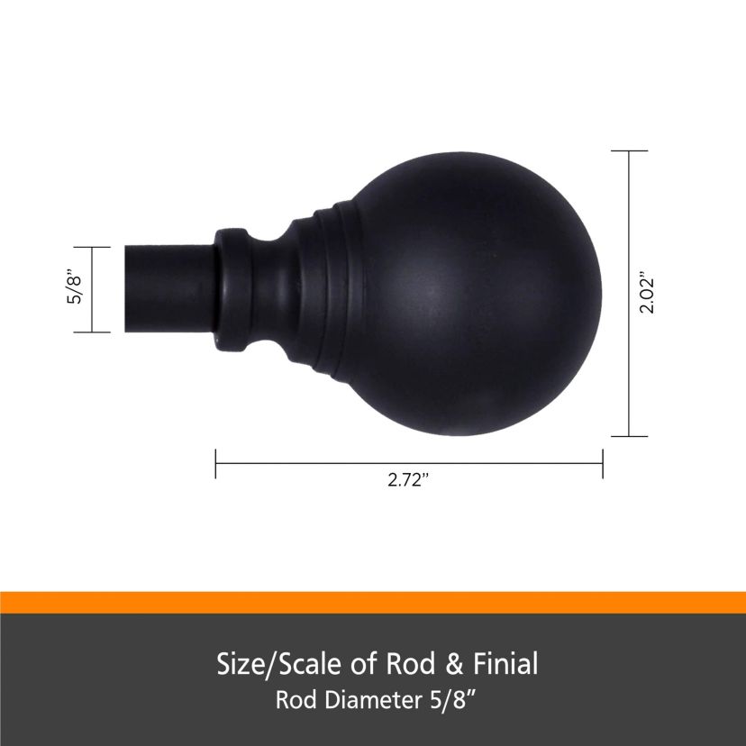 Fast Fit™ Dryden 5/8" Easy Install Decorative Window Curtain Rod