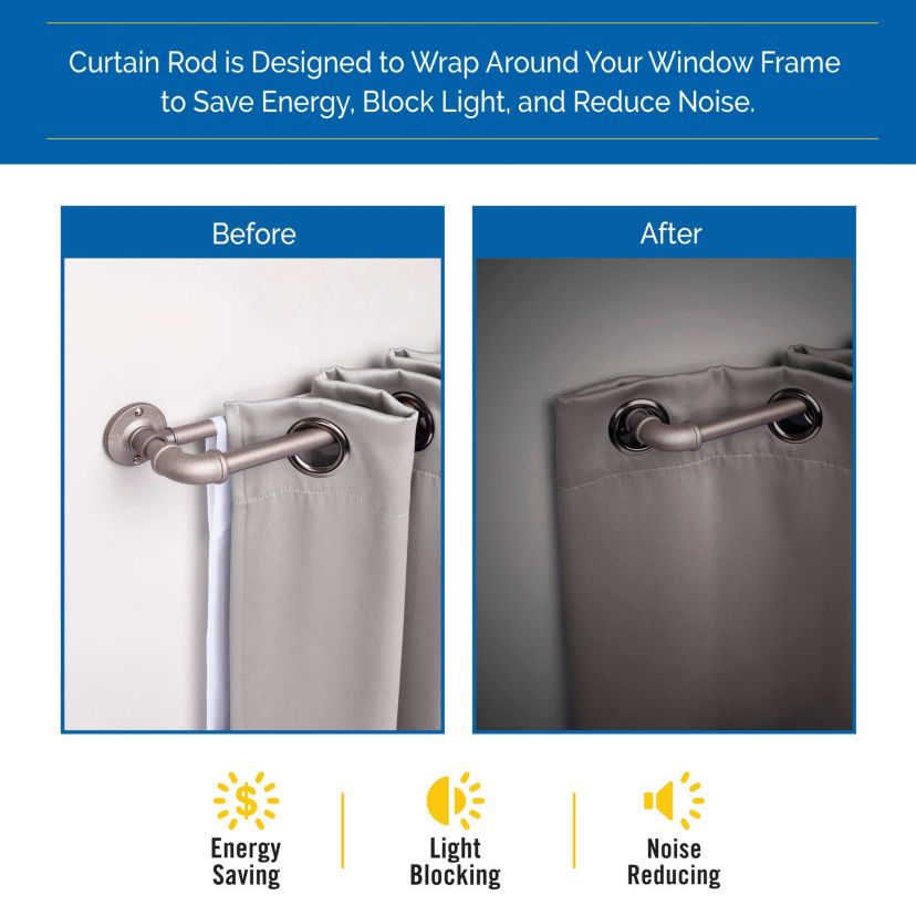 Bronn Industrial 3/4" Blackout Double Curtain Rod