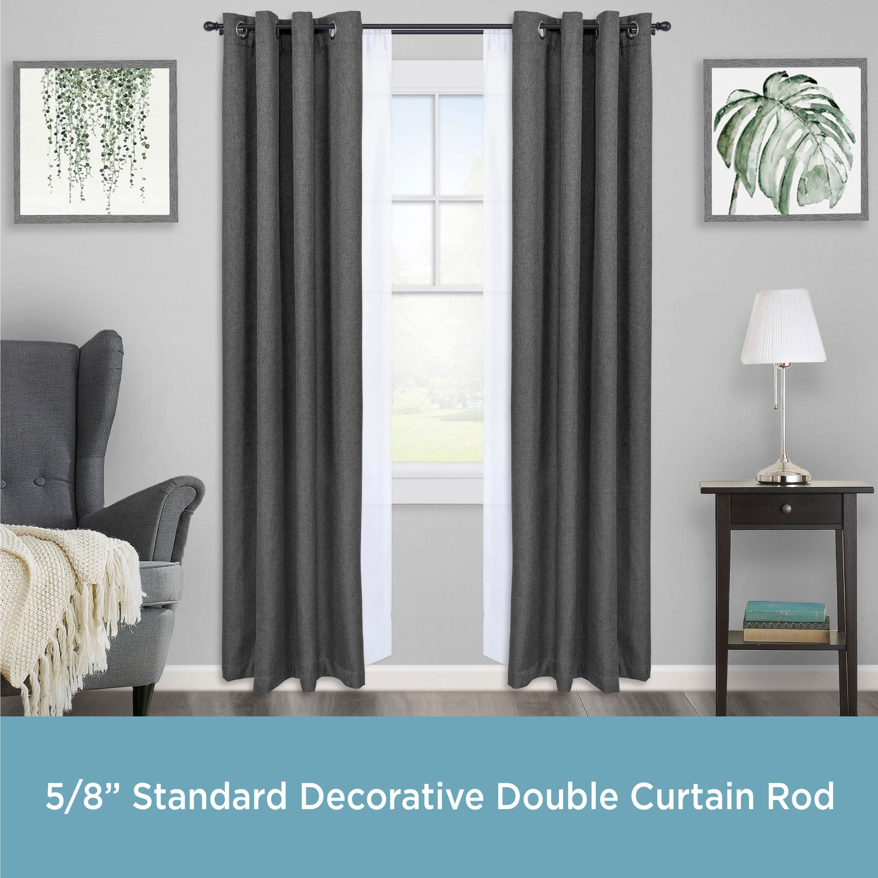 Scroll Ball 5/8" Standard Decorative Window Double Curtain Rod