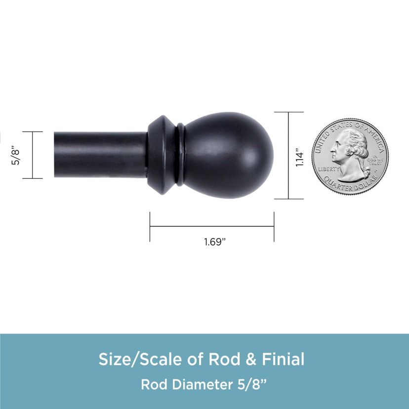 Scroll Ball 5/8" Standard Decorative Window Double Curtain Rod