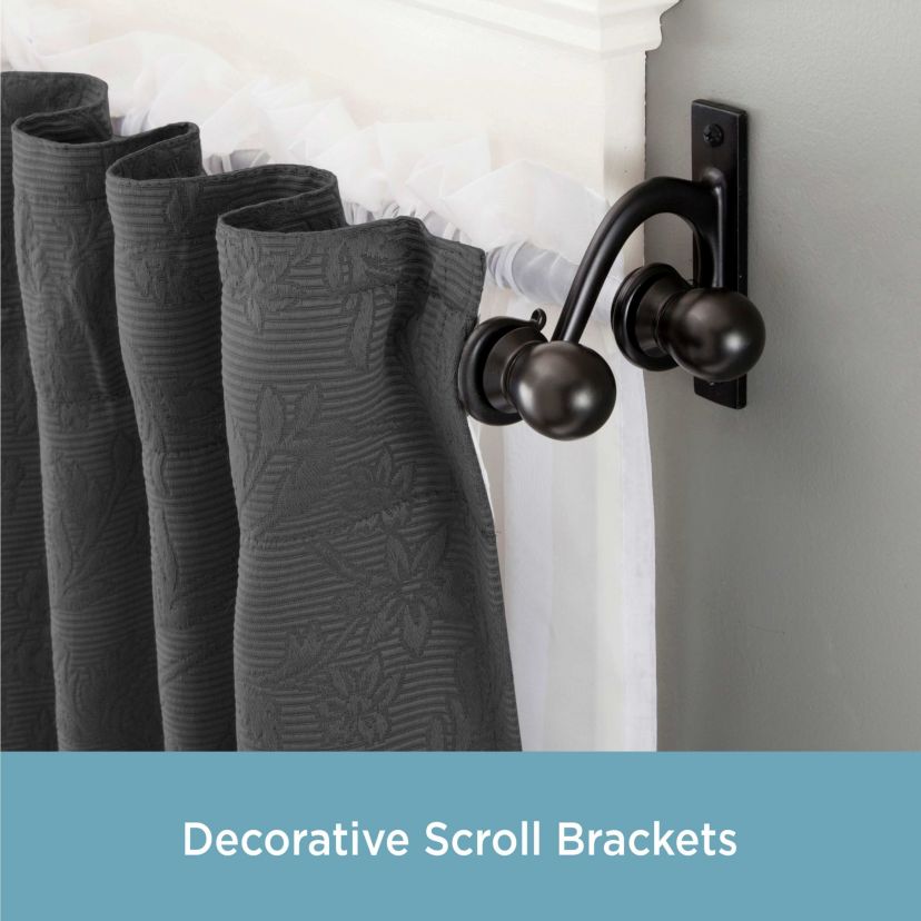 Scroll Ball 5/8" Standard Decorative Window Double Curtain Rod