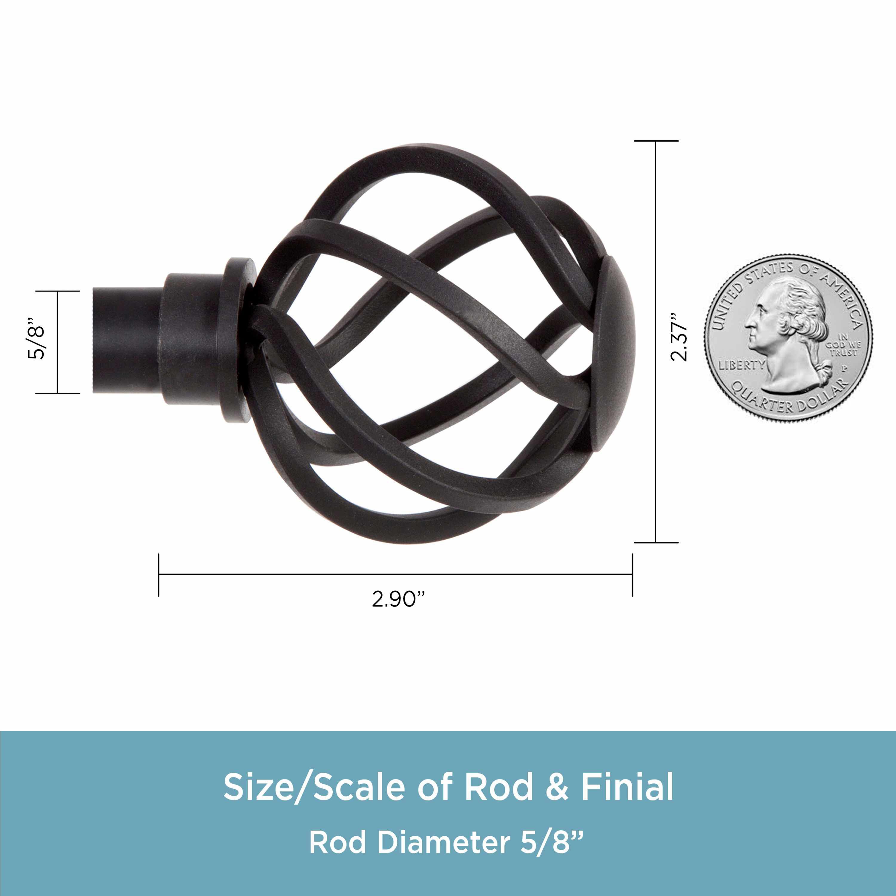 Cage 5/8" Standard Decorative Window Curtain Rod
